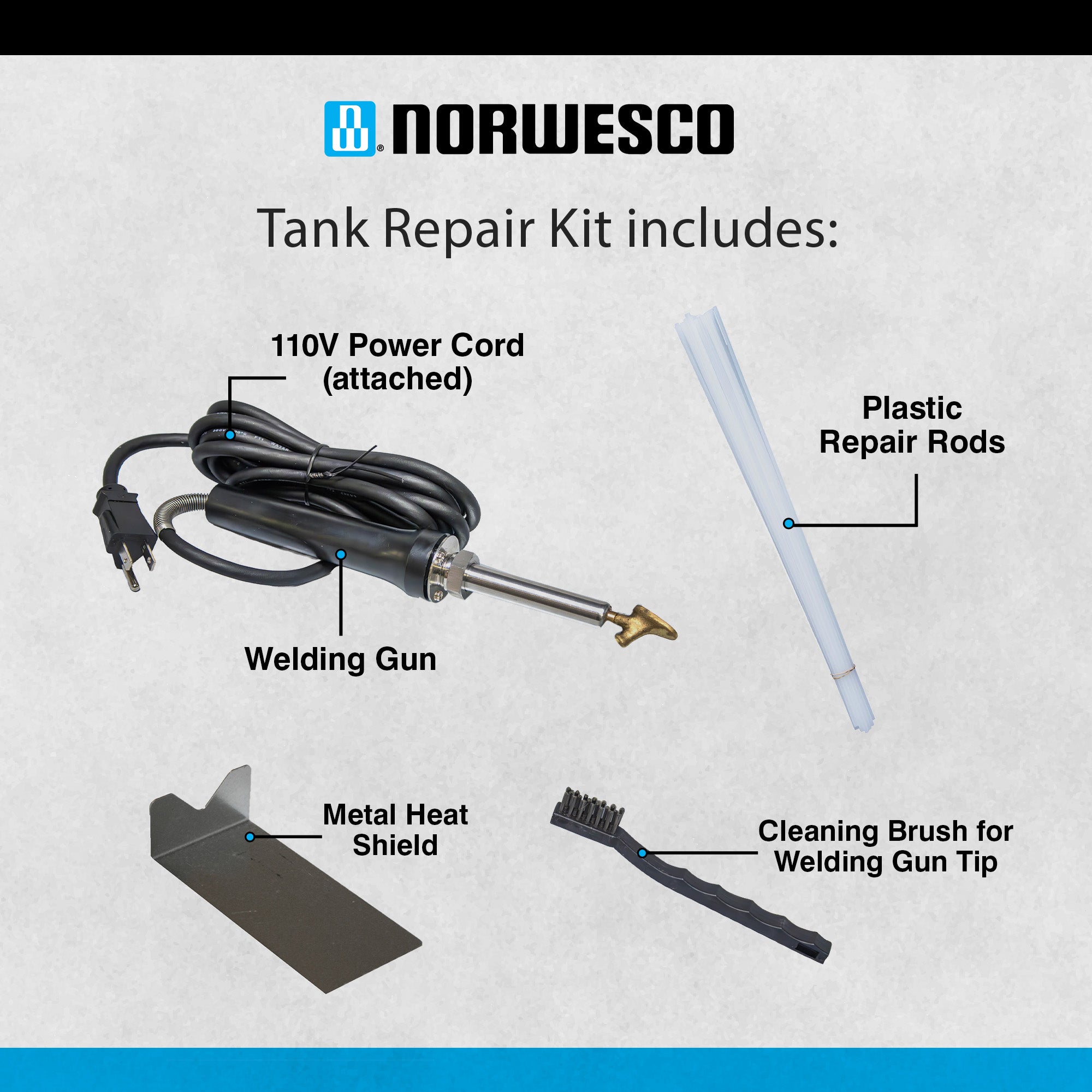 Norwesco Polyethylene Tank Repair Kit, DIY Plastic Welding Tool with 30 Ft Wire