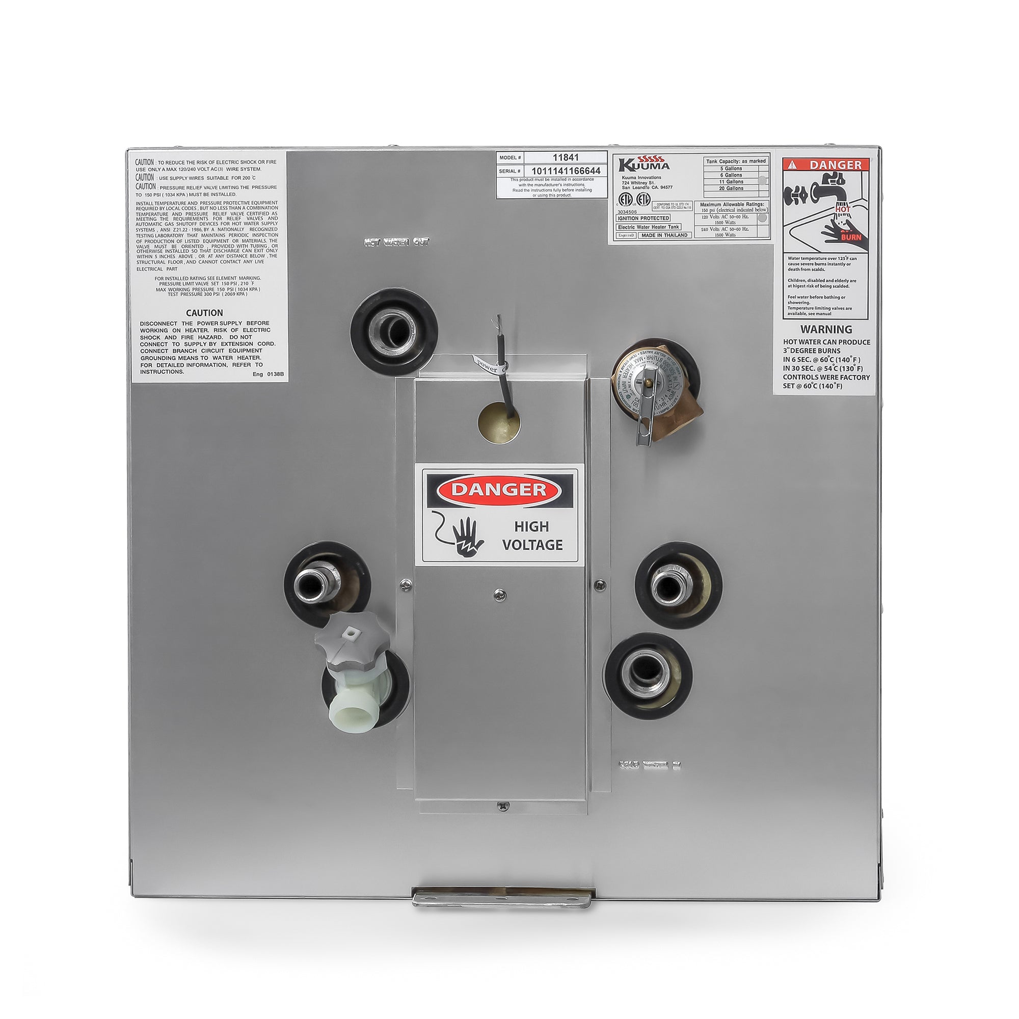Kuuma 11 Gal Marine Water Heater, 120V Front Heat Exchange and Mounting Brackets - VMInnovations