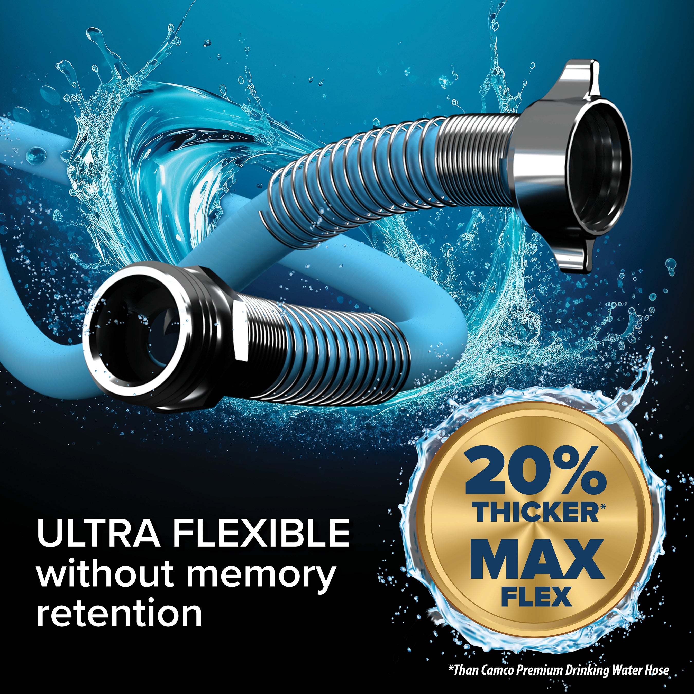 Camco EVOFlex 25 Ft RV Drinking Water Hose with Extra Flexible Design, Blue