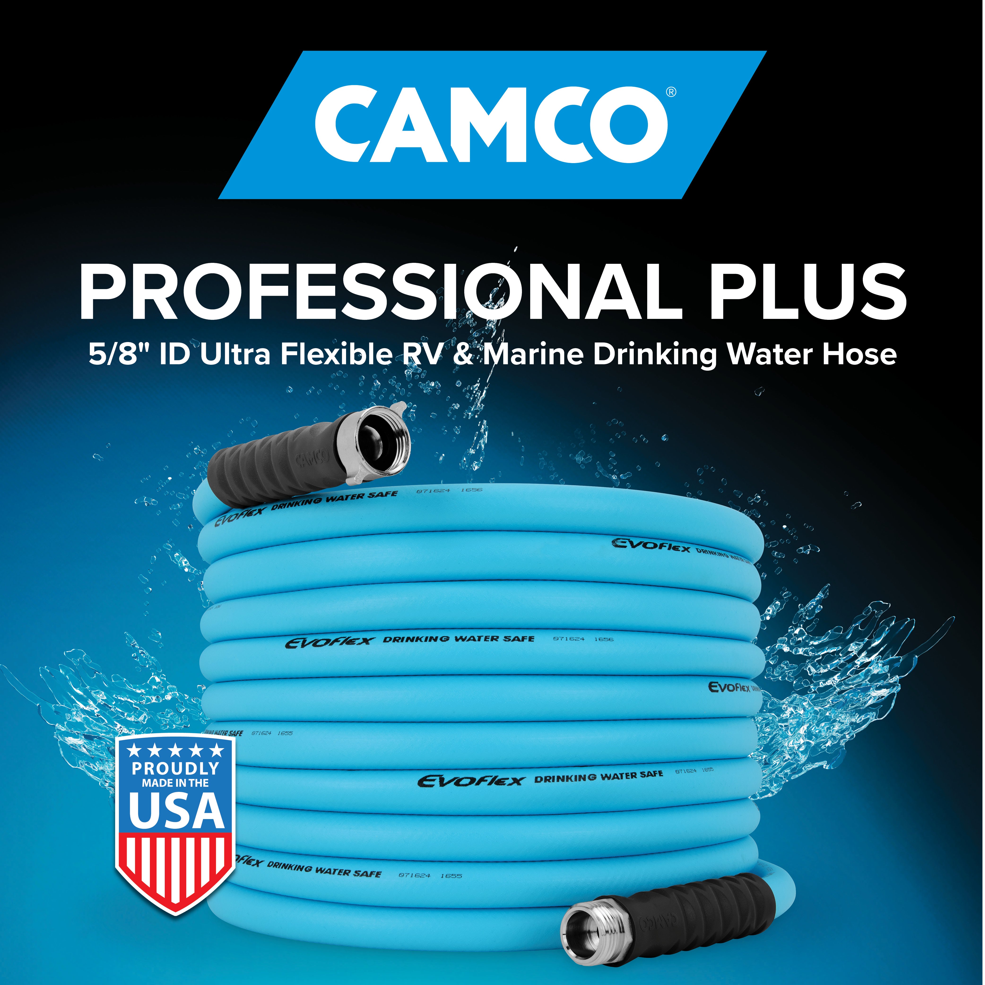Camco EVOFlex 35 Ft RV Drinking Water Hose with Extra Flexible Design, Blue