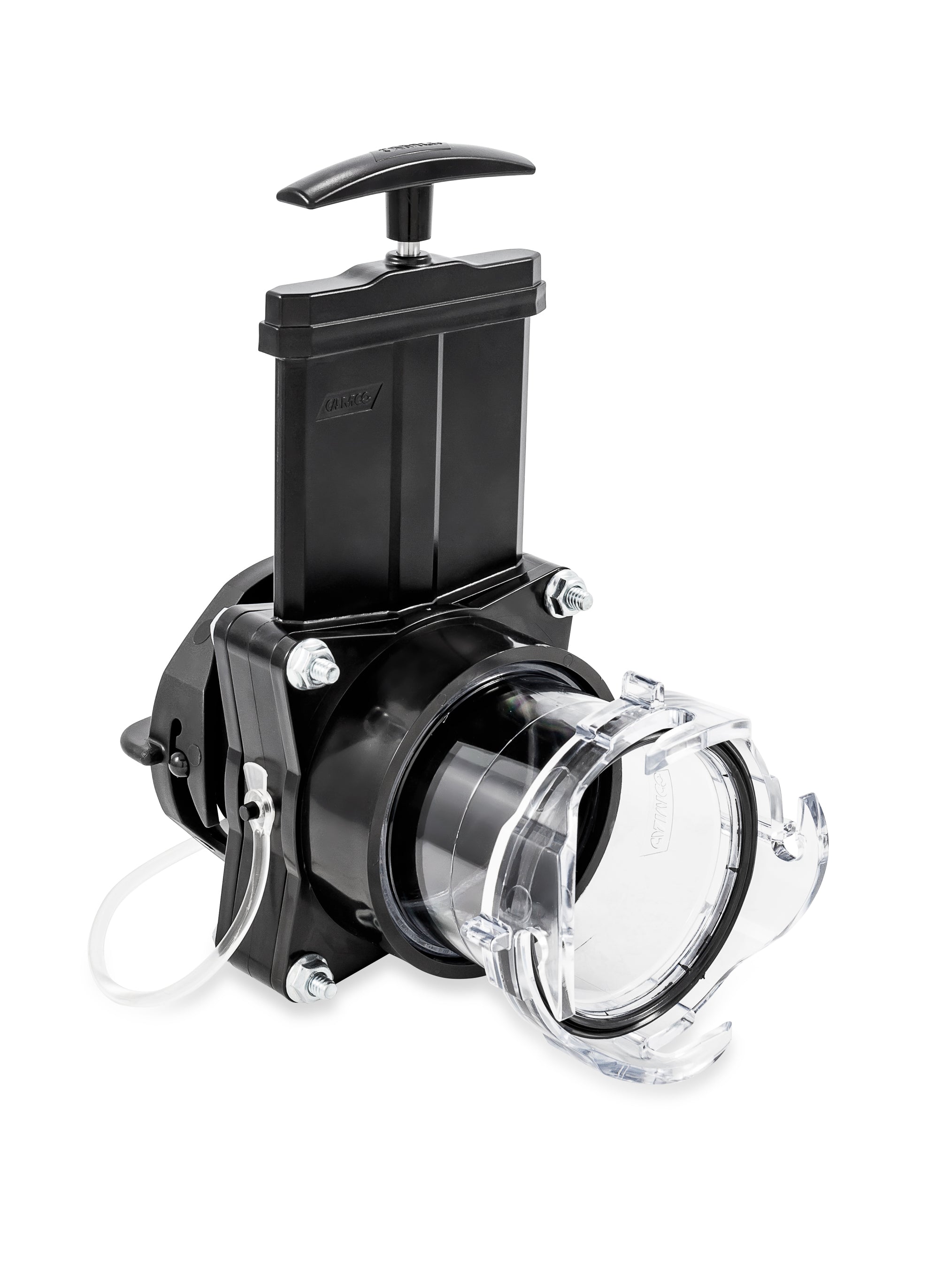 Camco 3" Gate Valve with 3.5" Clear Extension Cap for RV Waste Management, Black