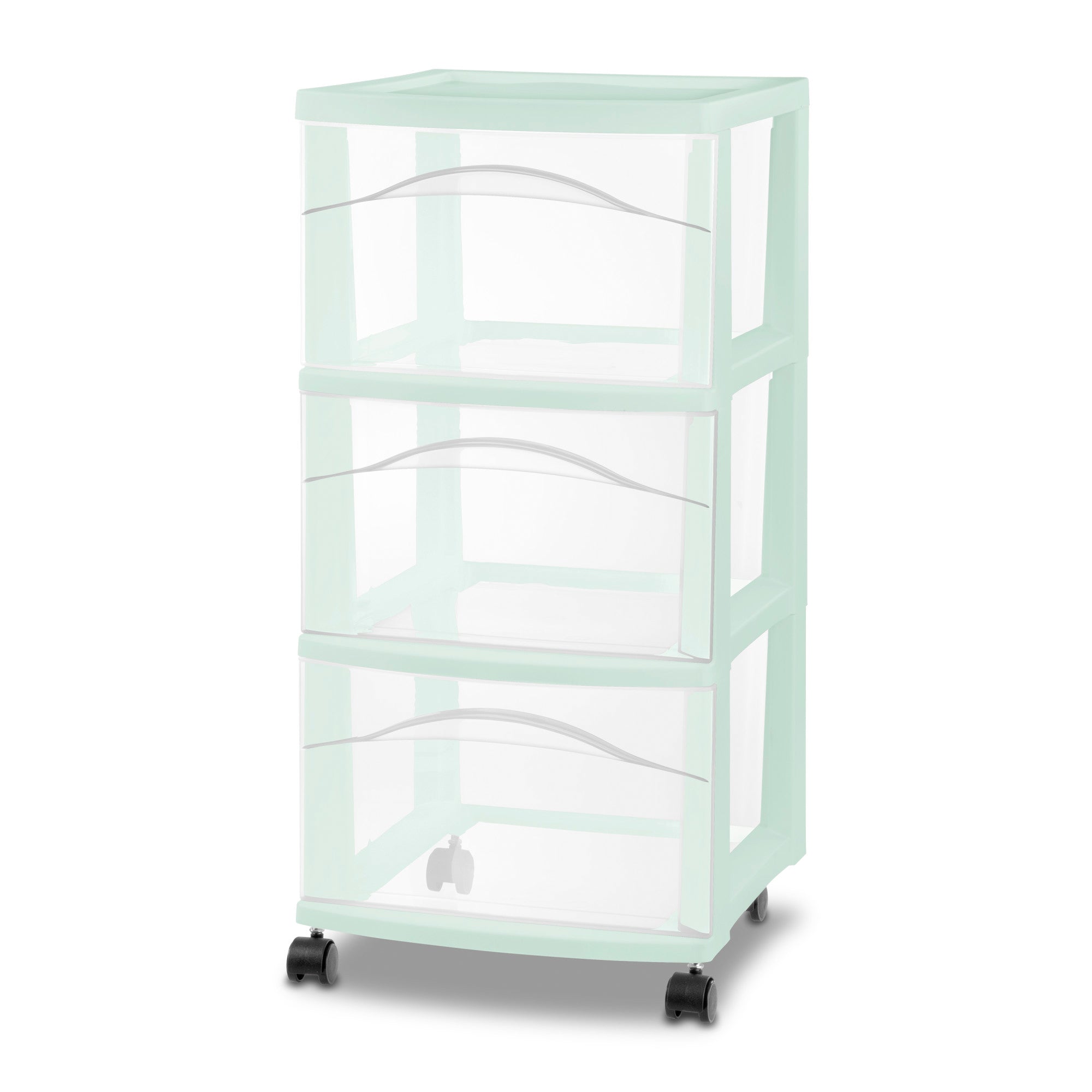 Sterilite 3 Drawer Storage Cart, Plastic Rolling Organization Cart, Mint, 2 Pack - VMInnovations