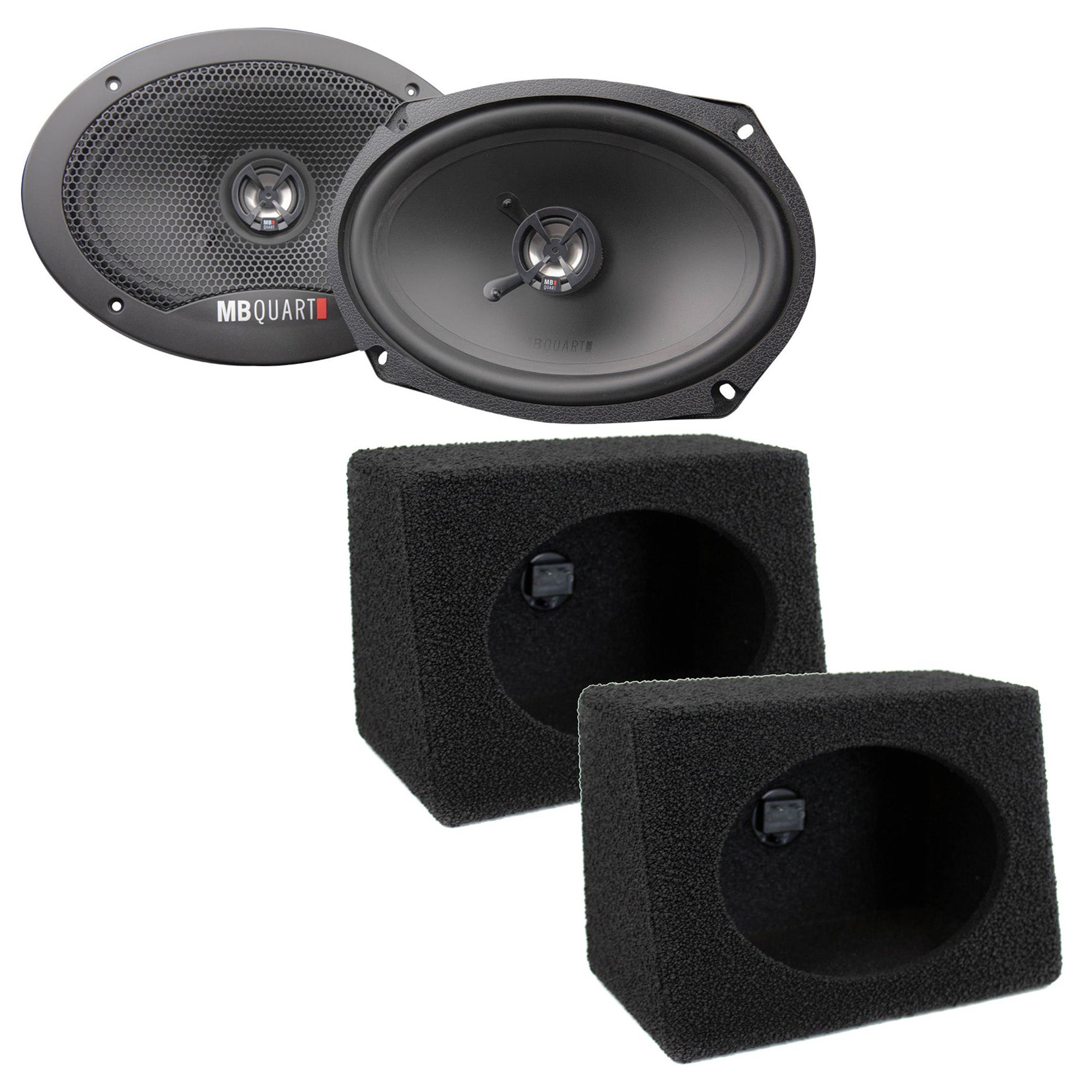 MB Quart Discus 6" x 9" Coaxial Speakers w/ QPower Wedge Speaker Box Enclosures