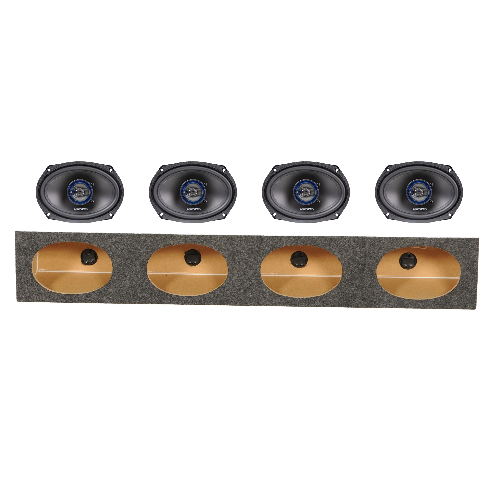 Autotek Street Machine 2 Pair 6x9 Speakers with QPower 4-Hole Wedge Enclosure - VMInnovations