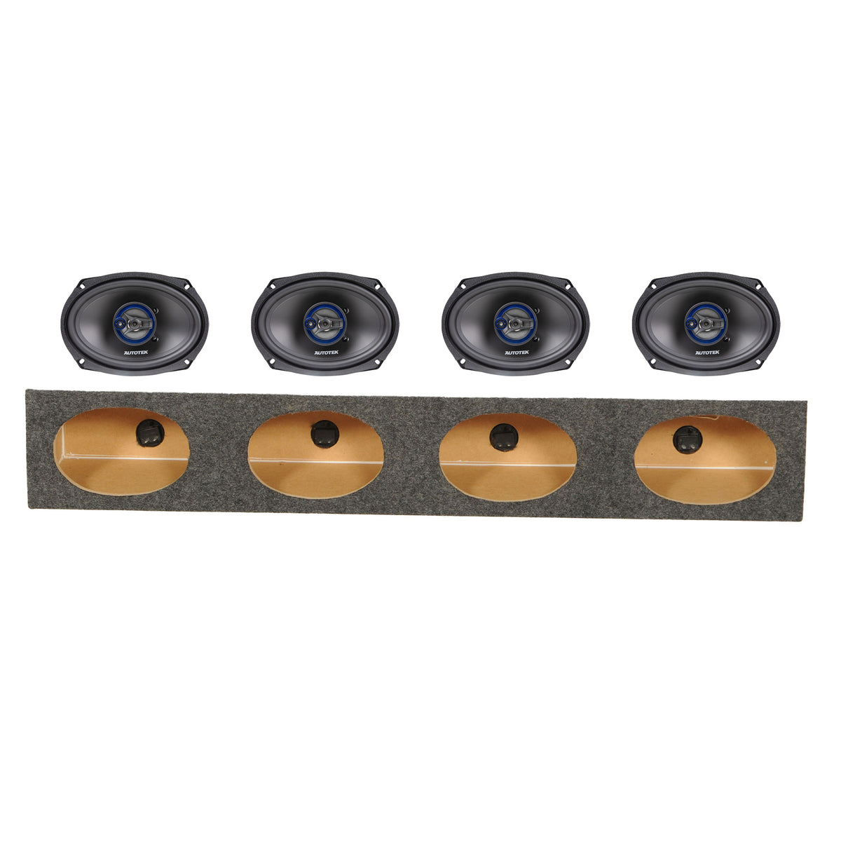 Autotek Street Machine 2 Pair 6x9 Speakers with QPower 4-Hole Wedge Enclosure