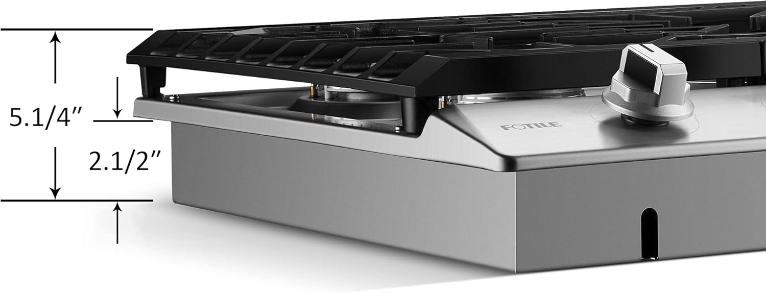 FOTILE Stainless Steel 5-Burner Gas Cooktop, 30" Stove with 21,000 BTU Tri-Ring - VMInnovations