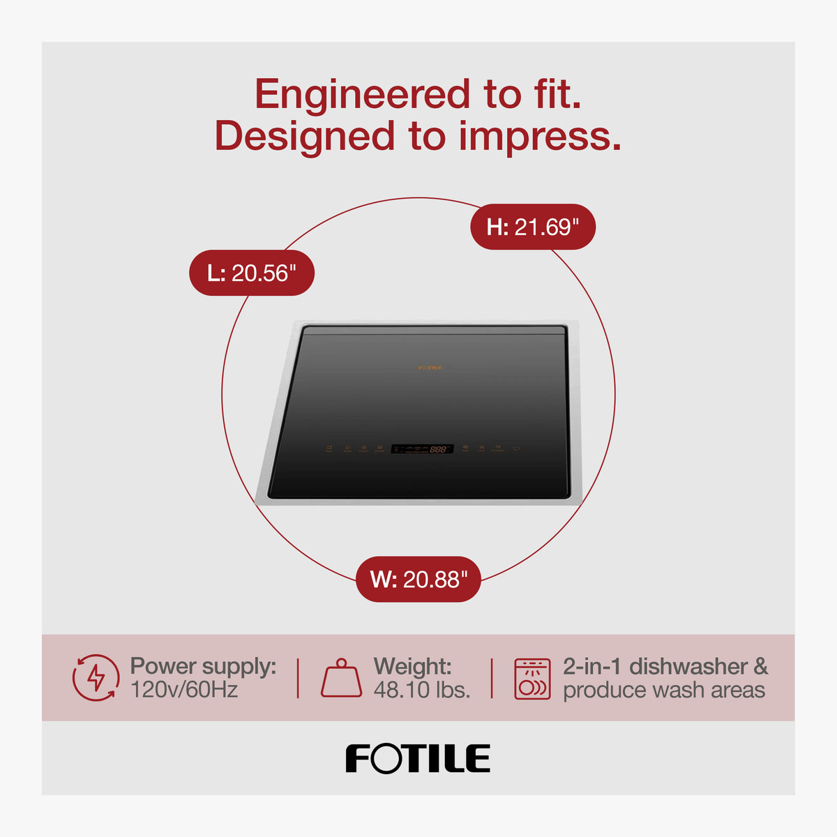 Fotile 2-in-1 Top Load Dishwasher Produce Cleaner with Compact Design (Open Box)