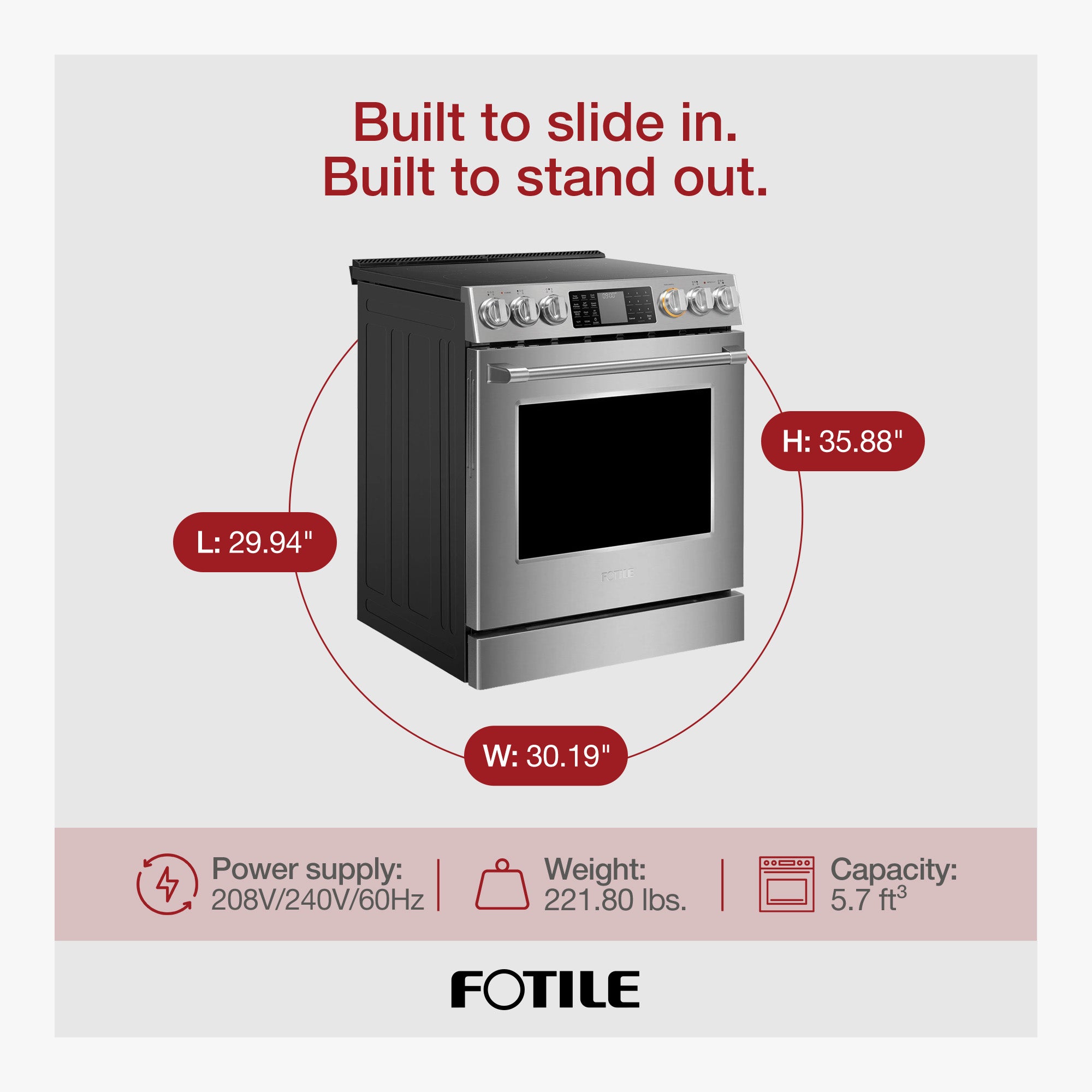 FOTILE Stainless Steel Oven, Standard 30" Electric Range 5 Burner Cooktop Stove - VMInnovations