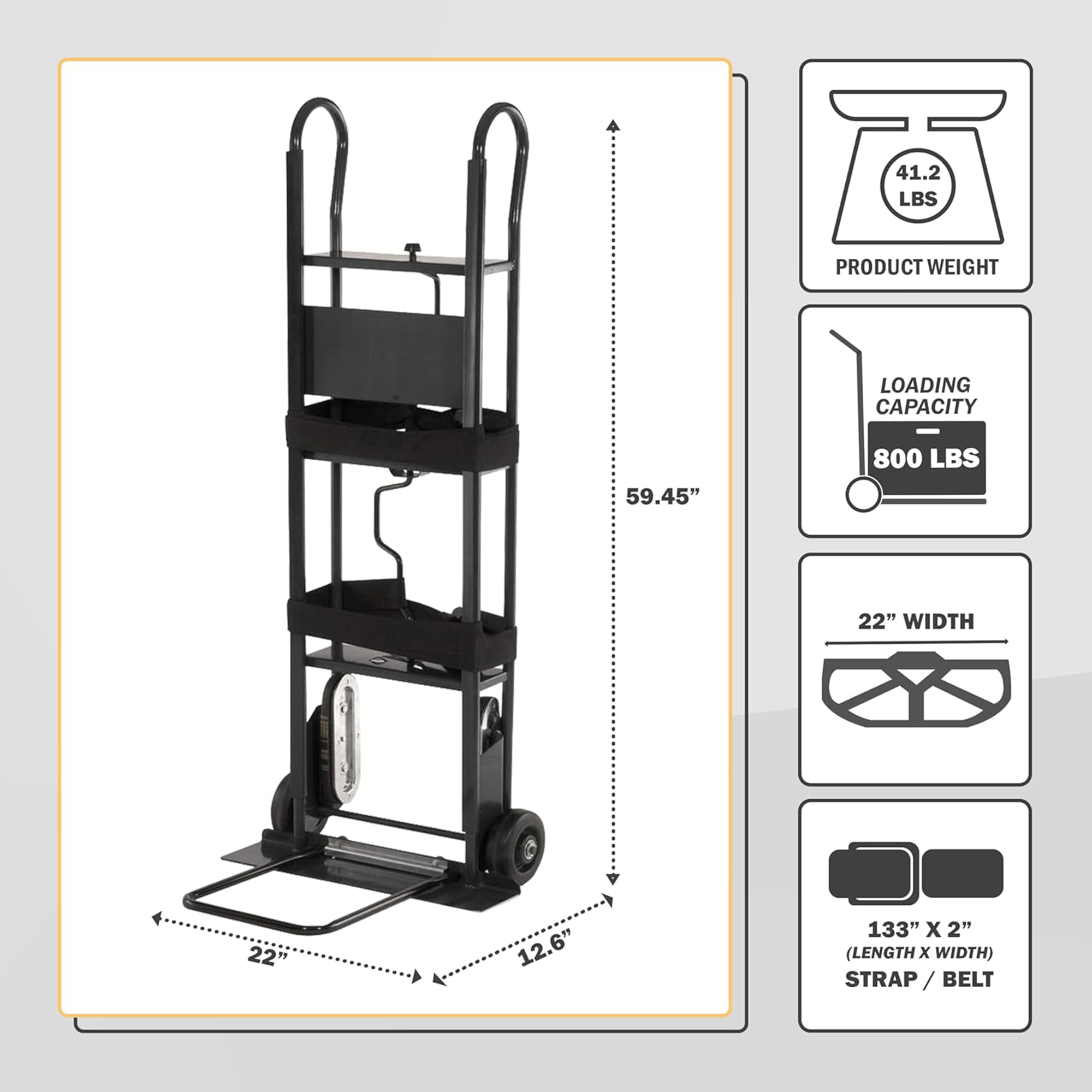 Olympia Tools 800 Lb Hand Truck with Ratchet Straps for Appliances and Furniture - VMInnovations