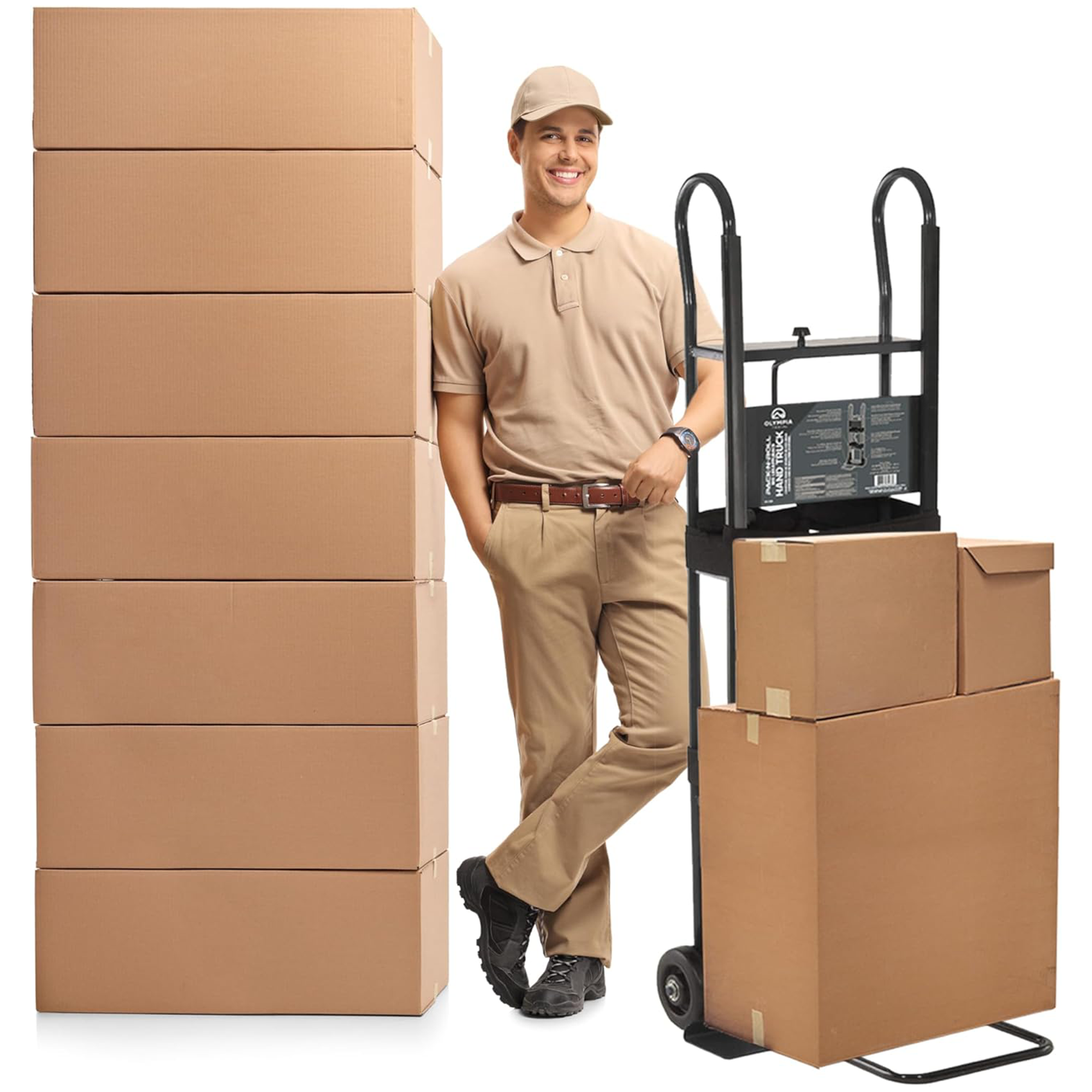 Olympia Tools 800 Lb Hand Truck with Ratchet Straps for Appliances and Furniture - VMInnovations