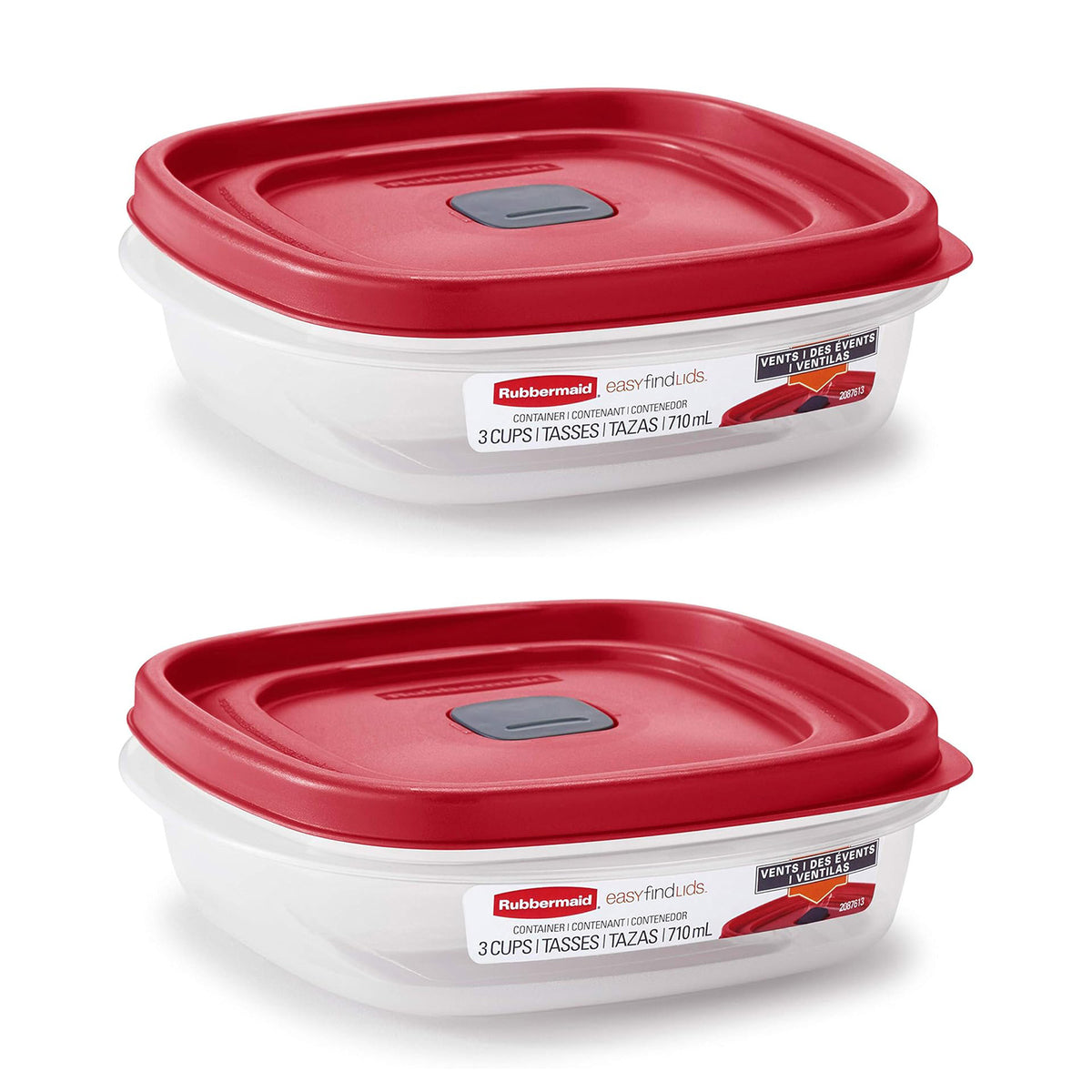 Rubbermaid 2 Pack Clear Food Storage and Organization Container with Lid, 3 Cup