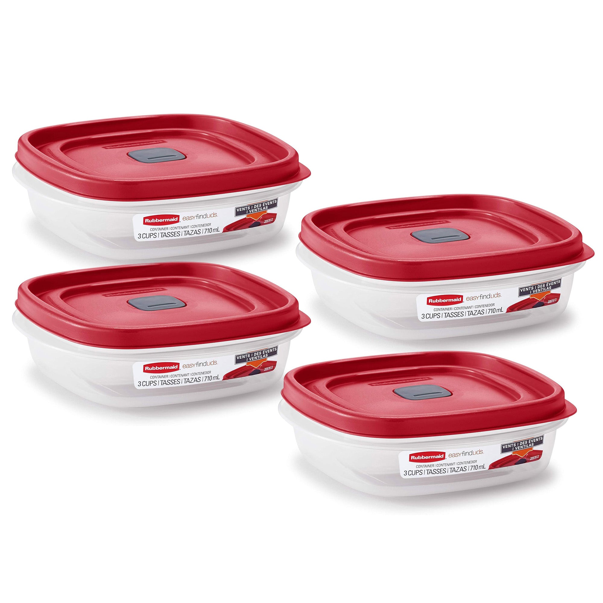 Rubbermaid 4 Pack Clear Food Storage and Organization Container with Lid, 3 Cup - VMInnovations