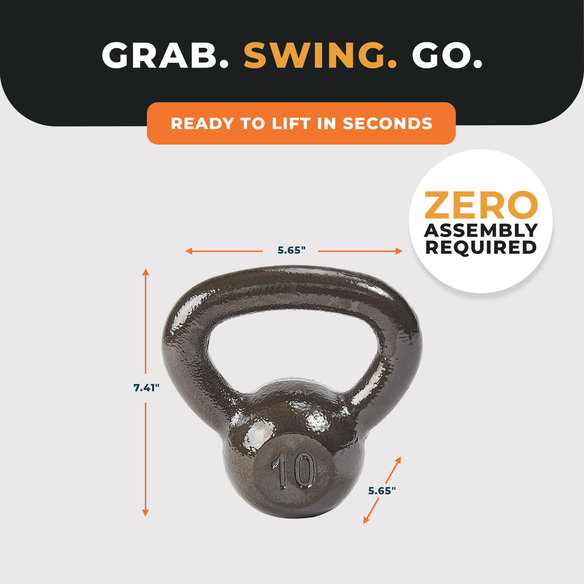 BalanceFrom 10LB Cast Iron Kettlebell for Home Gym Strength Training Exercise - VMInnovations