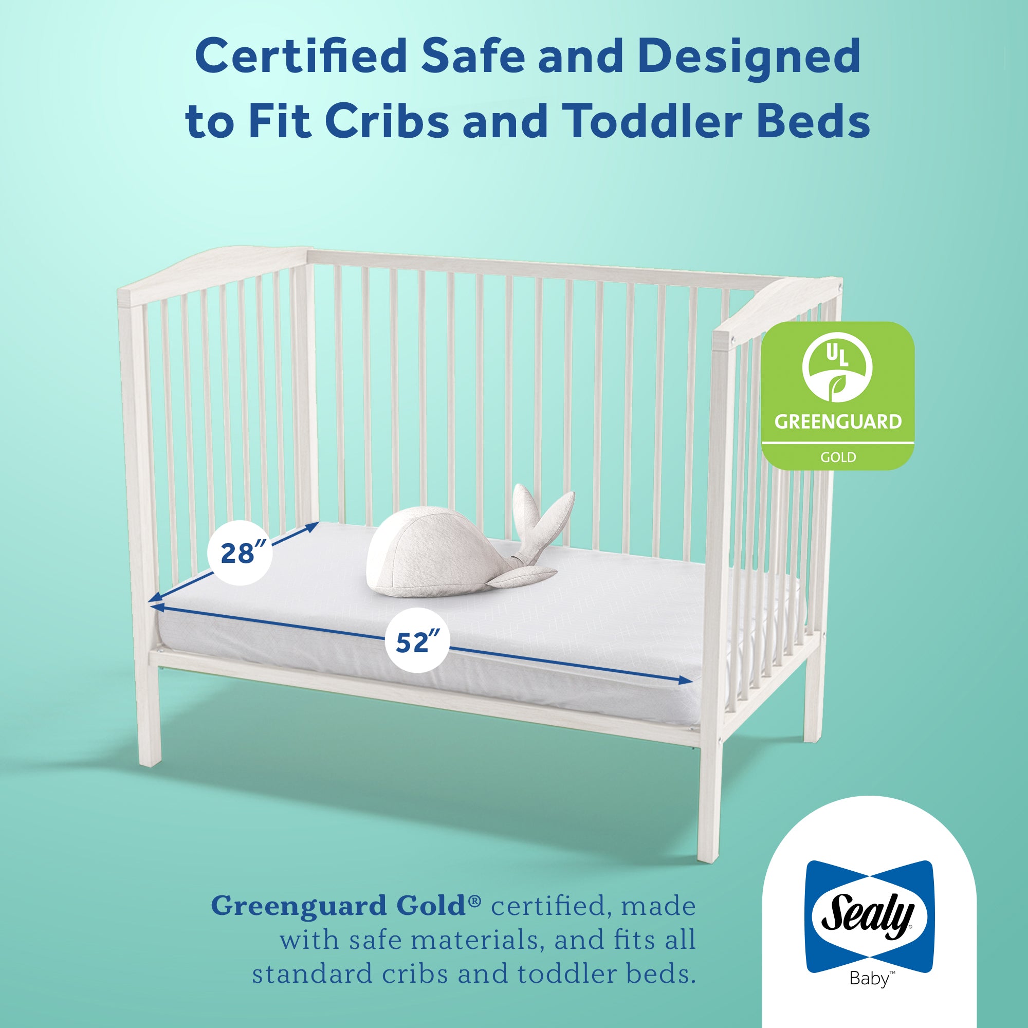 Sealy Baby 2 Stage Infant Crib Mattress Plus Toddler Bed Fit, Firm Rest, Airie