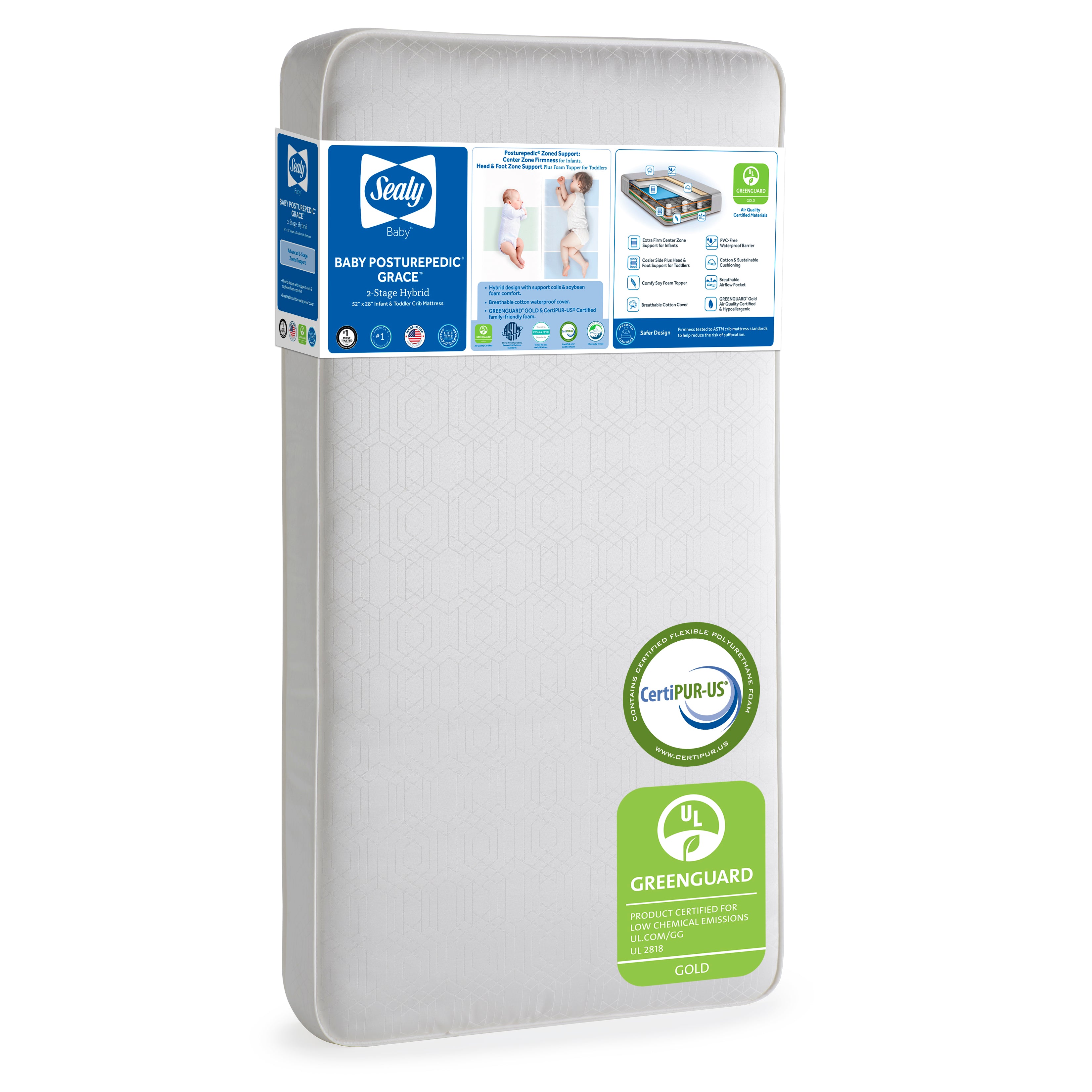 Sealy Baby 2 Stage Infant Crib Mattress Plus Toddler Bed Fit, (Open Box)