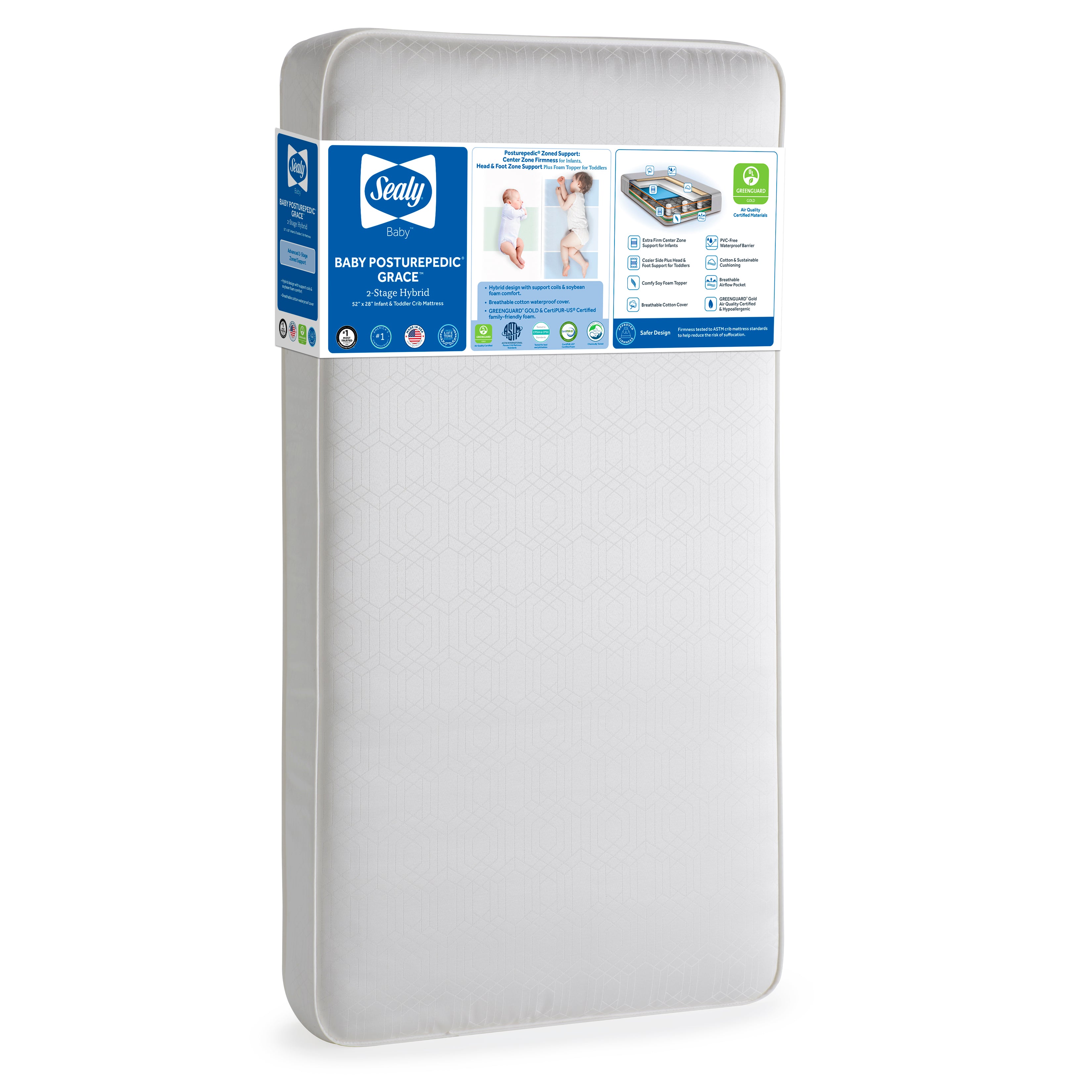Sealy Baby 2 Stage Infant Crib Mattress Plus Toddler Bed Fit, (Open Box)