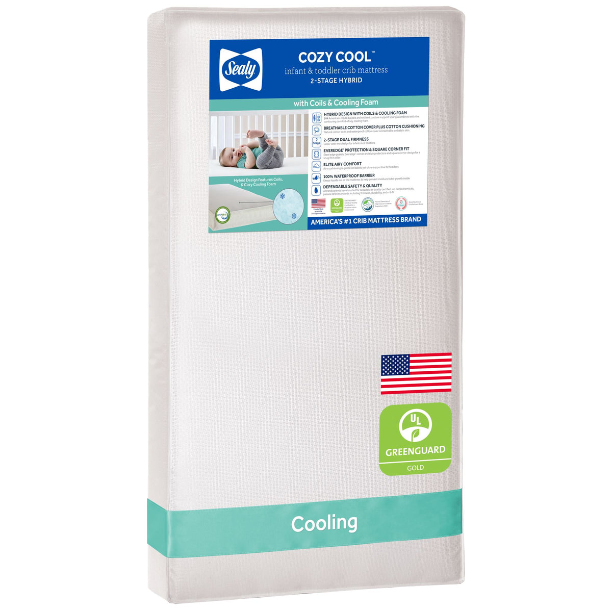 Sealy Baby 2 Stage Infant Crib Hybrid Mattress Plus Toddler Bed Fit, Cozy Cool - VMInnovations