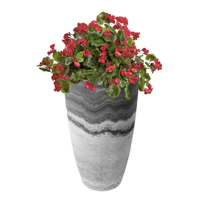 Algreen Acerra 12 x 20 Inch Curved Patio Vase Garden Planter, Marble (2 Pack)