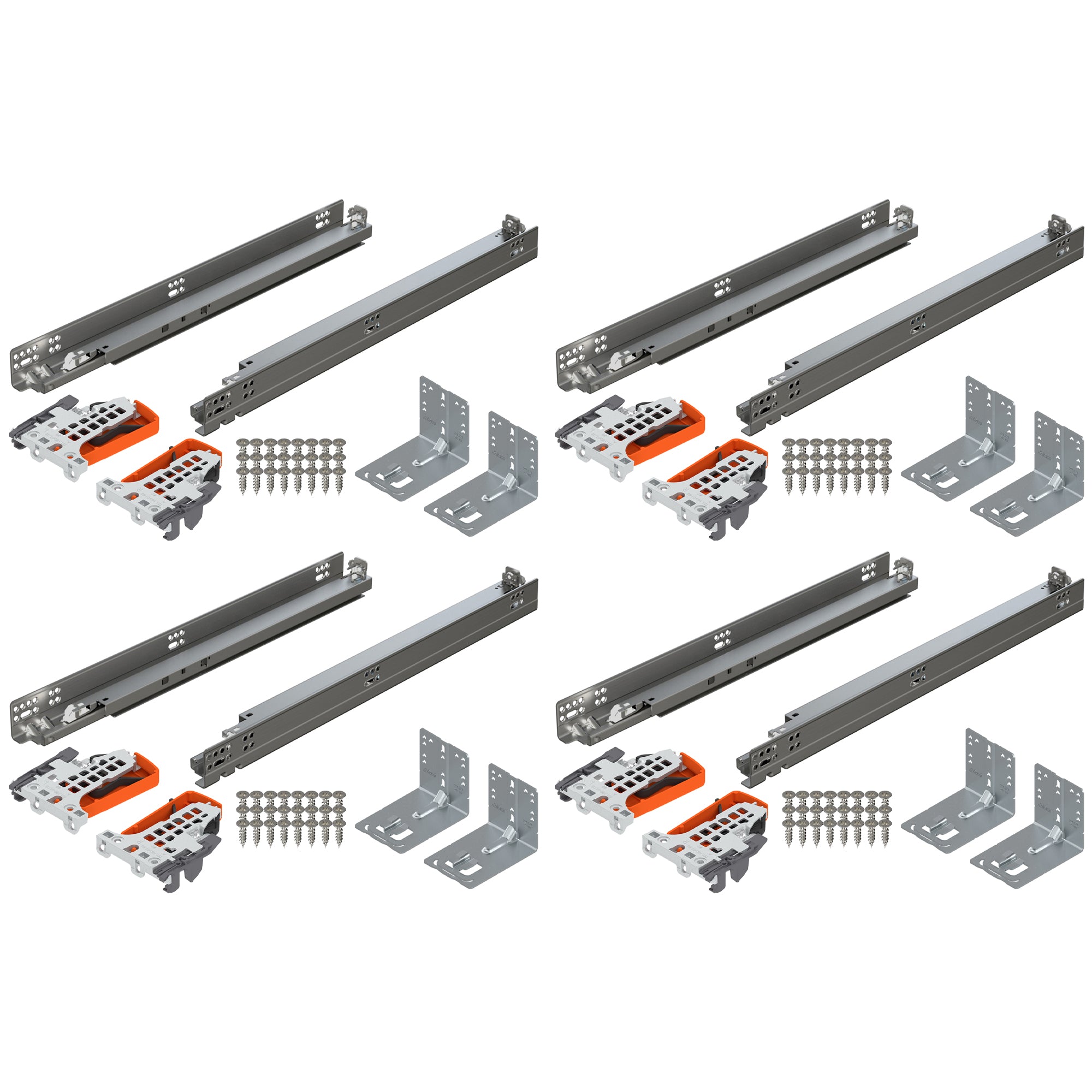 Blum 4 Pack TANDEM plus BLUMOTION Concealed Undermount Drawer Runner Kit, 21"
