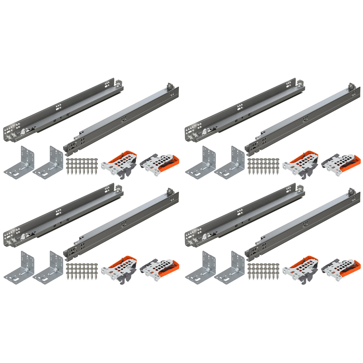 Blum 4 Pack TANDEM plus BLUMOTION Concealed Undermount Drawer Runner Kit, 18"