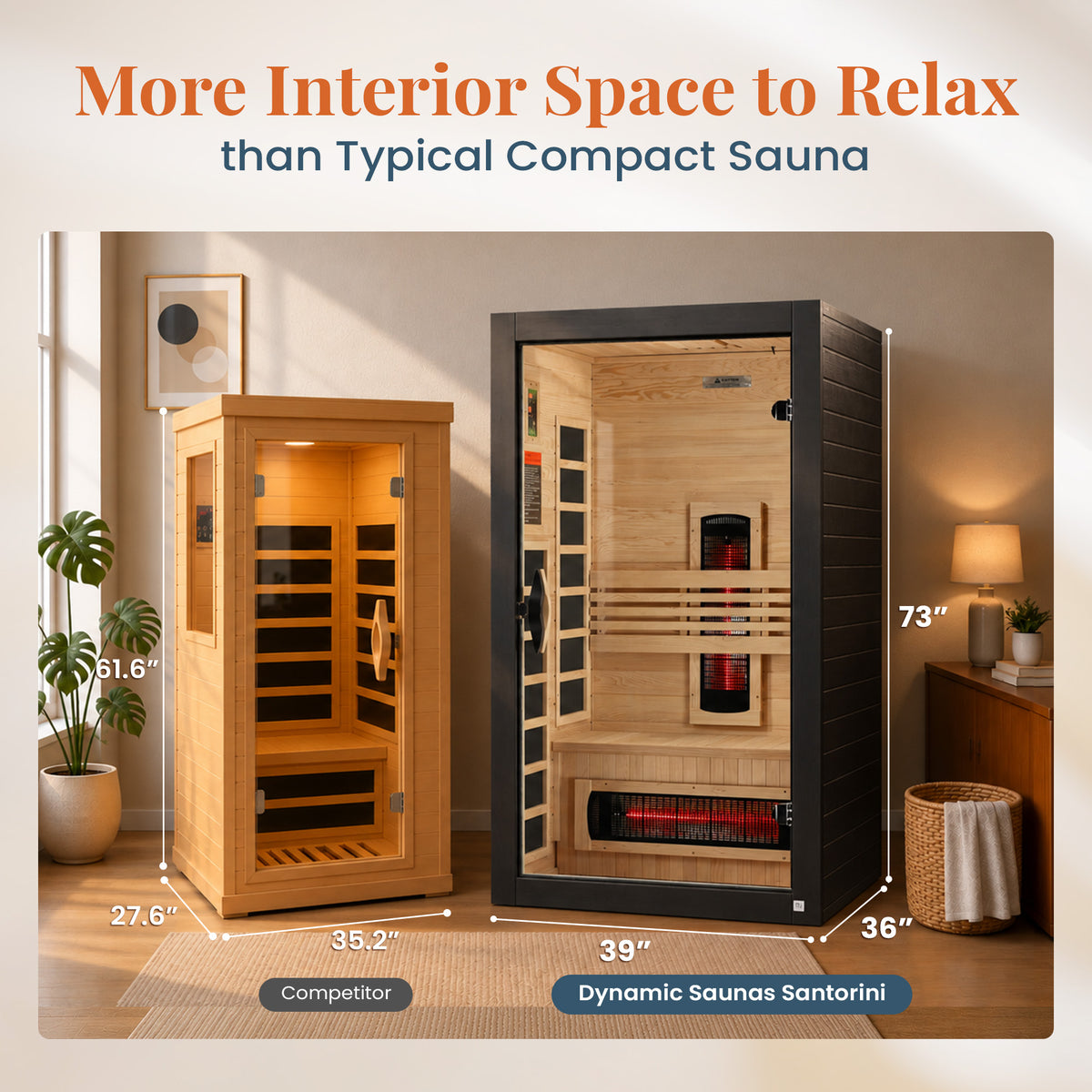 Dynamic Saunas Santorini 1-2 Person Full Spectrum IR Sauna Lighting, Speakers - VMInnovations