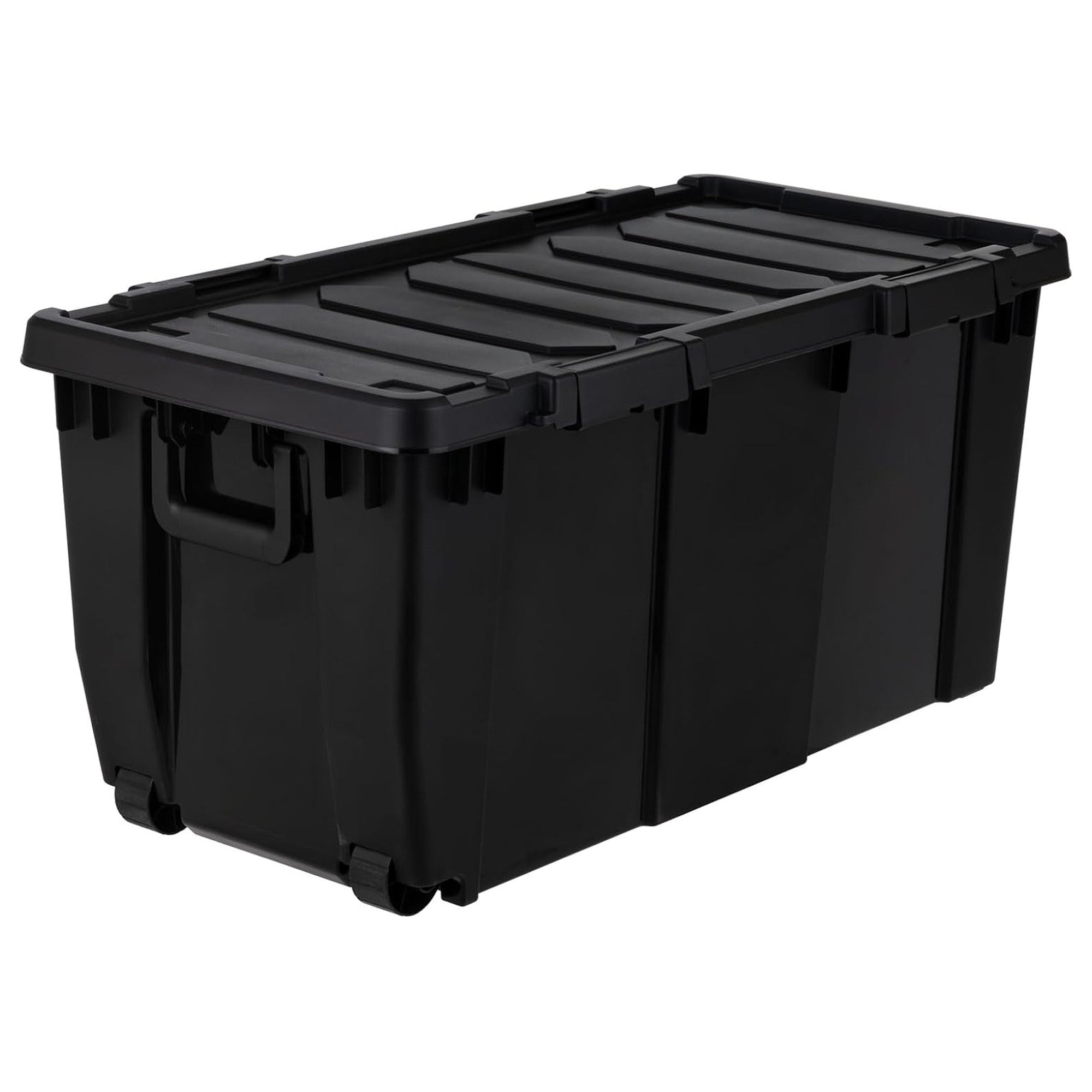 IRIS USA 32 Gallon Heavy Duty Rolling Storage Bins with Lids, Black, 2 Pack - VMInnovations