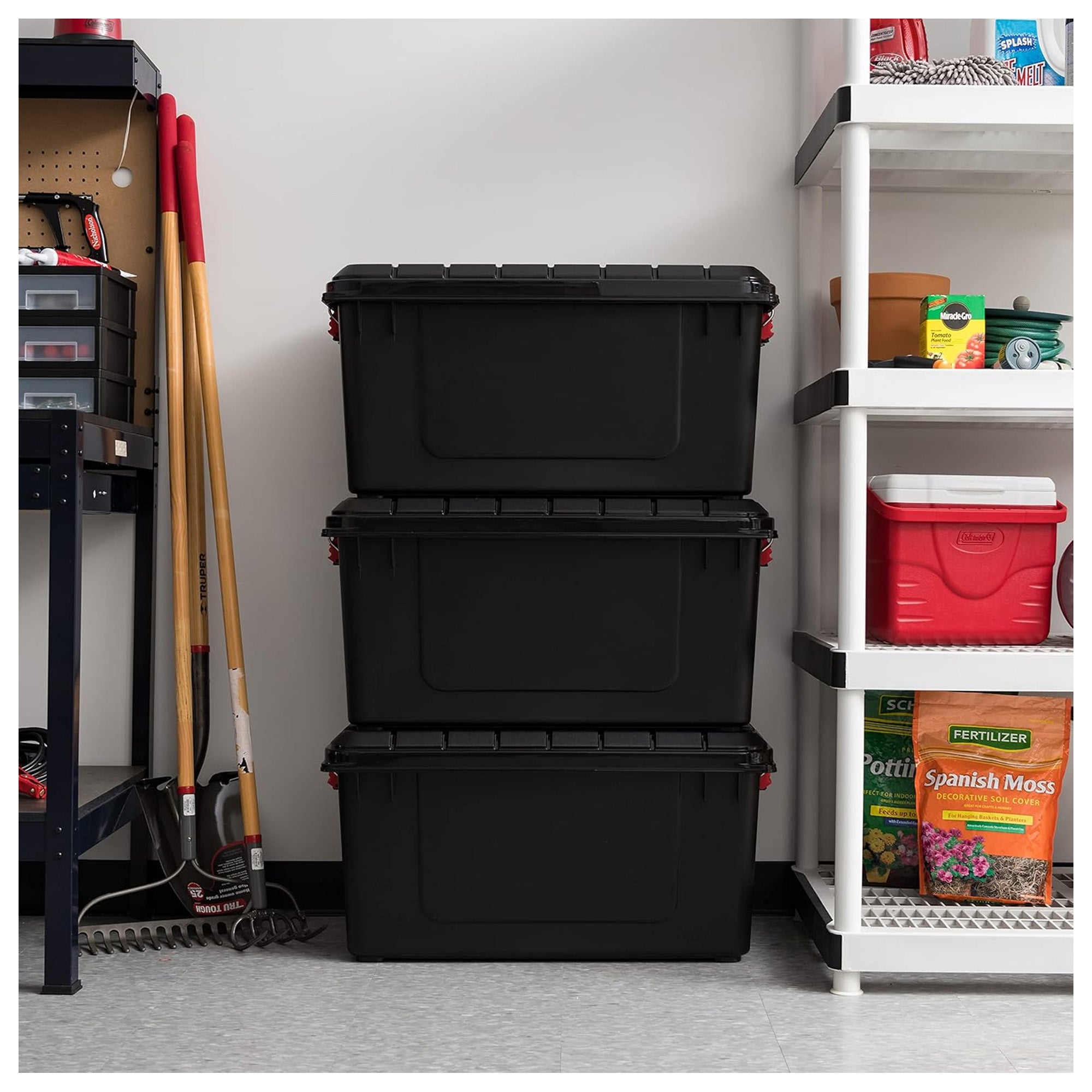 IRIS USA 21 Gal Store-It-All Plastic Storage Bins with Lids, 3 Pack (Open Box)