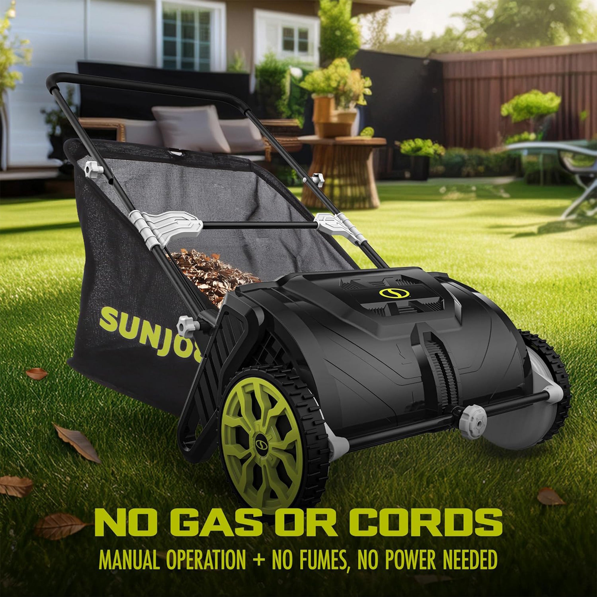 Sun Joe Manual Leaf Sweeper, Lightweight 21" Yard Lawn Tool with Collection Bag - VMInnovations