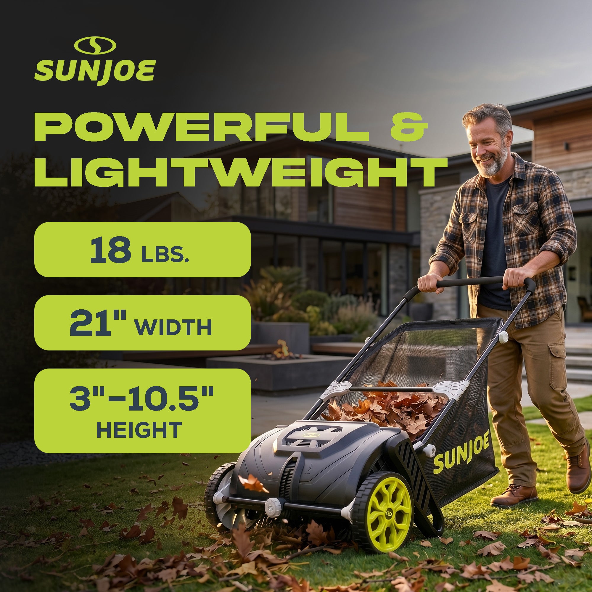 Sun Joe Manual Leaf Sweeper, Lightweight 21" Yard Lawn Tool with Collection Bag