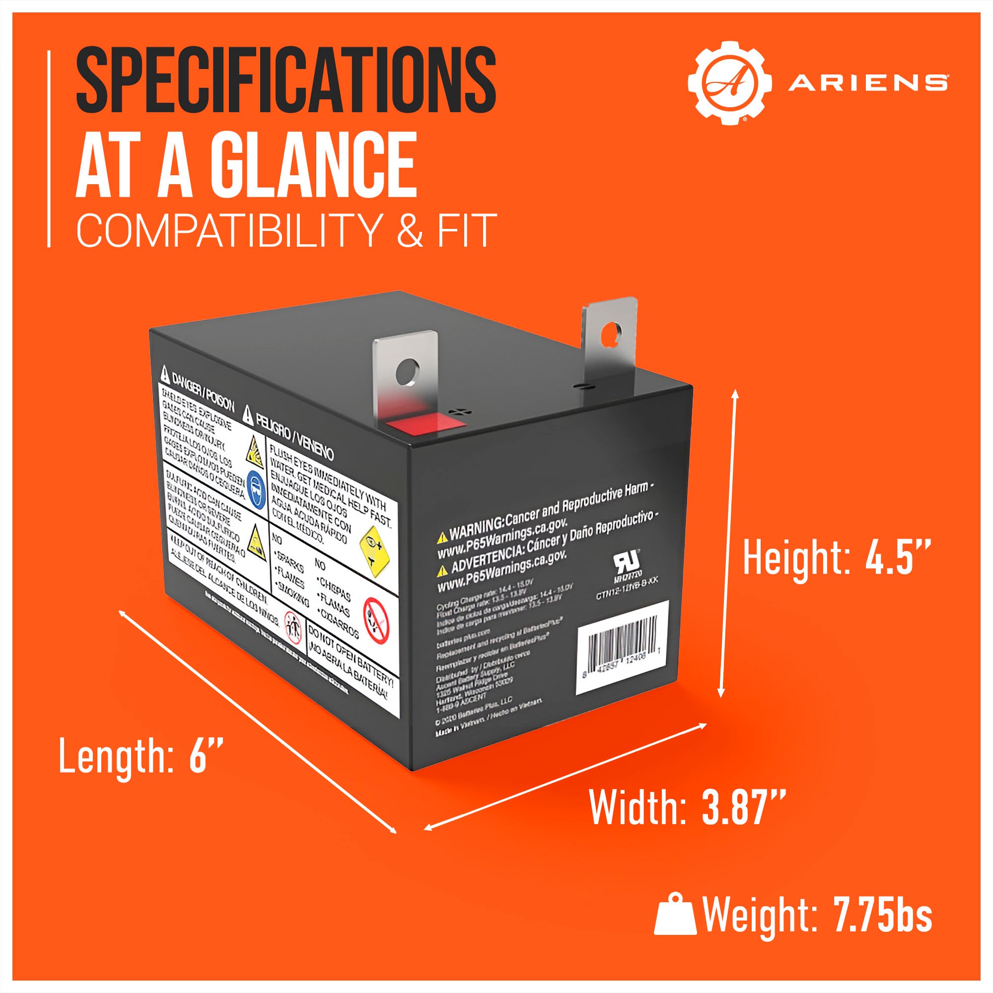 Ariens 12V Replacement Battery for Zero Turn Riding Lawn Mower Tractor Models
