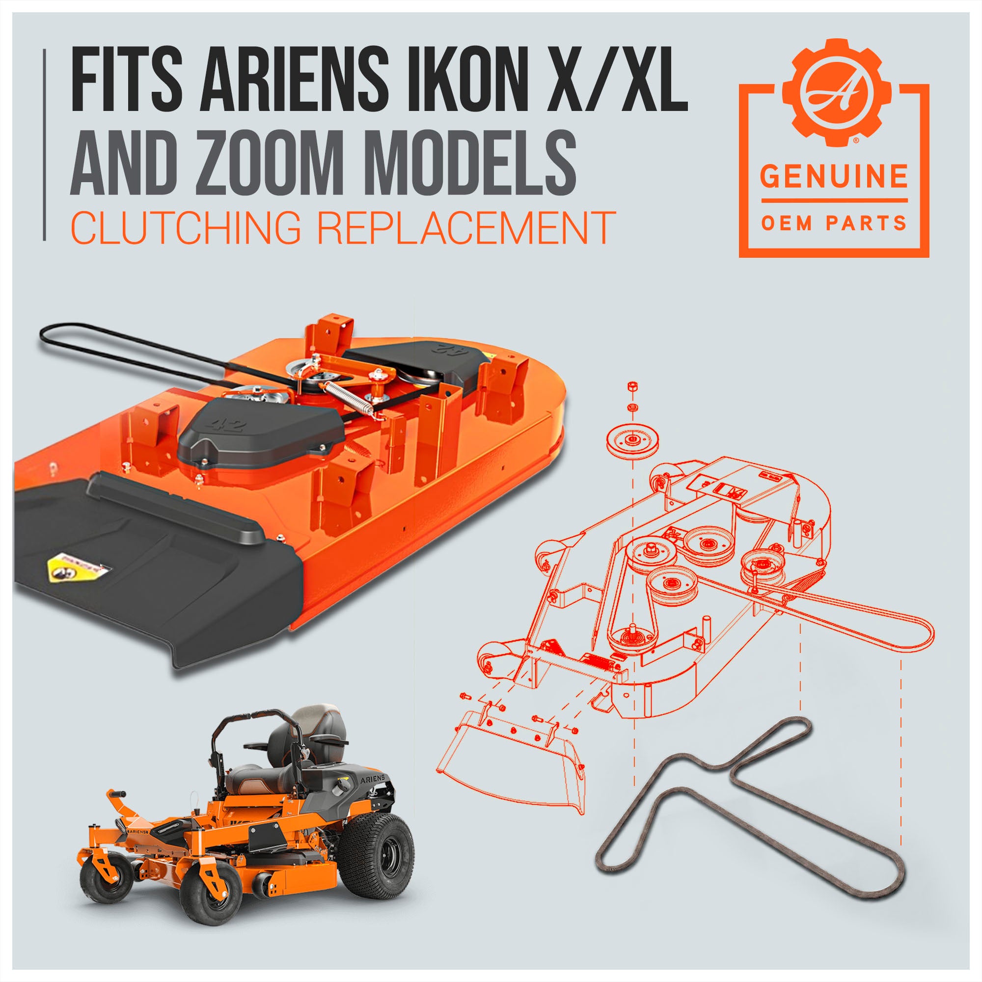Ariens 42" Zero Turn Mower Tractor Deck PTO Wrapped V-Belt Clutching Replacement - VMInnovations