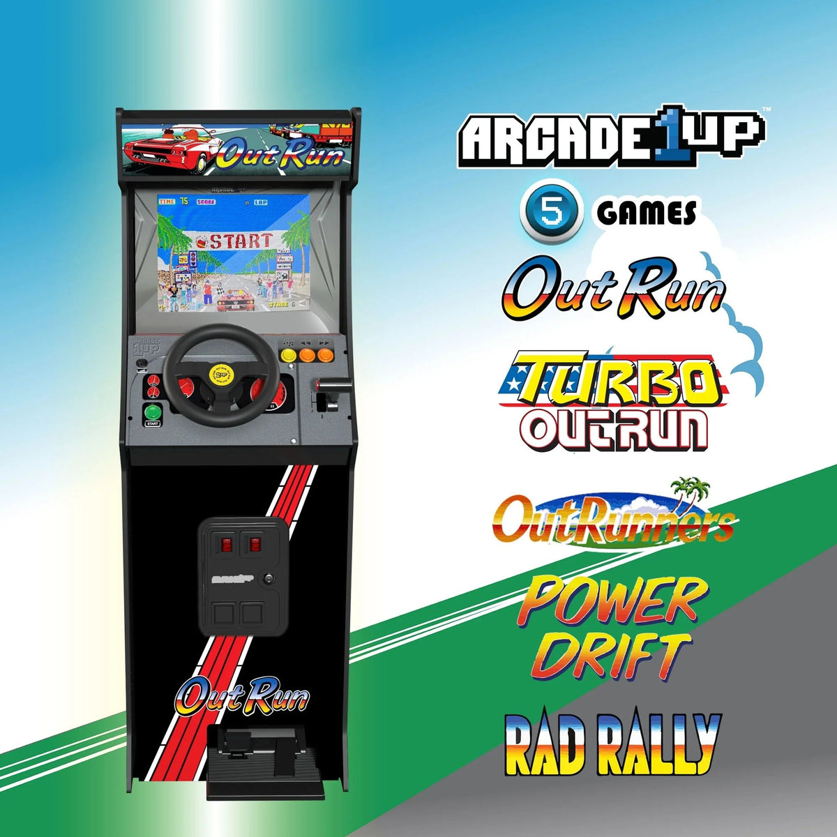 Arcade1Up Outrun Deluxe Arcade Machine with Steering Wheel, Gas and Brake Pedals