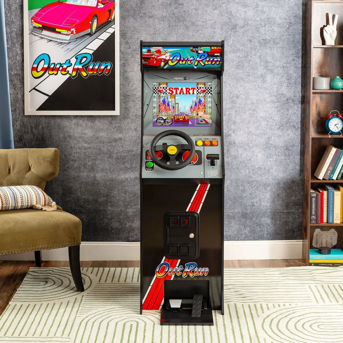 Arcade1Up Outrun Deluxe Arcade Machine with Steering Wheel, Gas and Brake Pedals