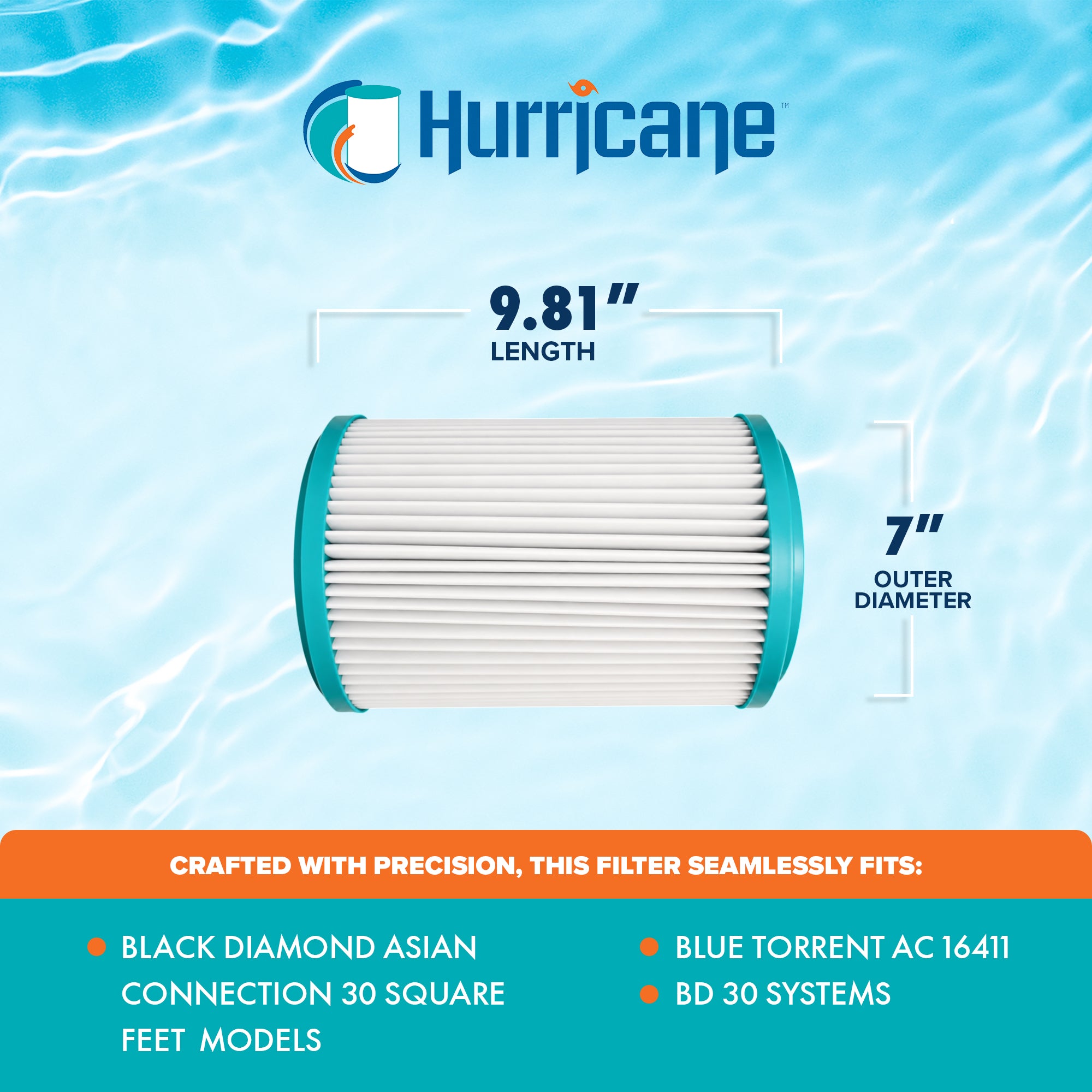 Hurricane Filters HF-PRC30BD-01 30 Sq Ft Pool Filter Cartridge Replacement