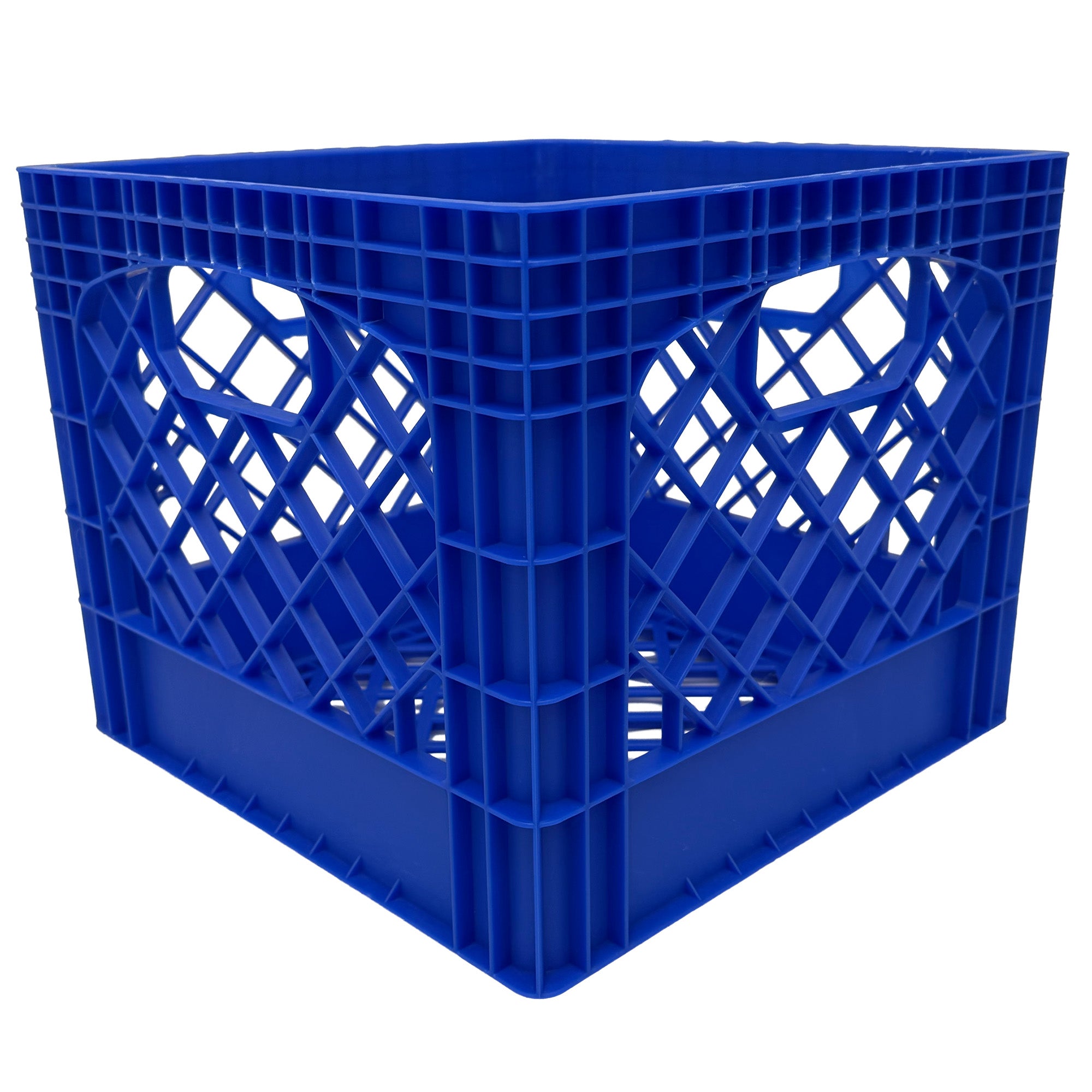 Mirapet Milk Crate, Stackable Plastic Storage with Handles, 16 Qt, Blue, 2 Pack (Open Box)