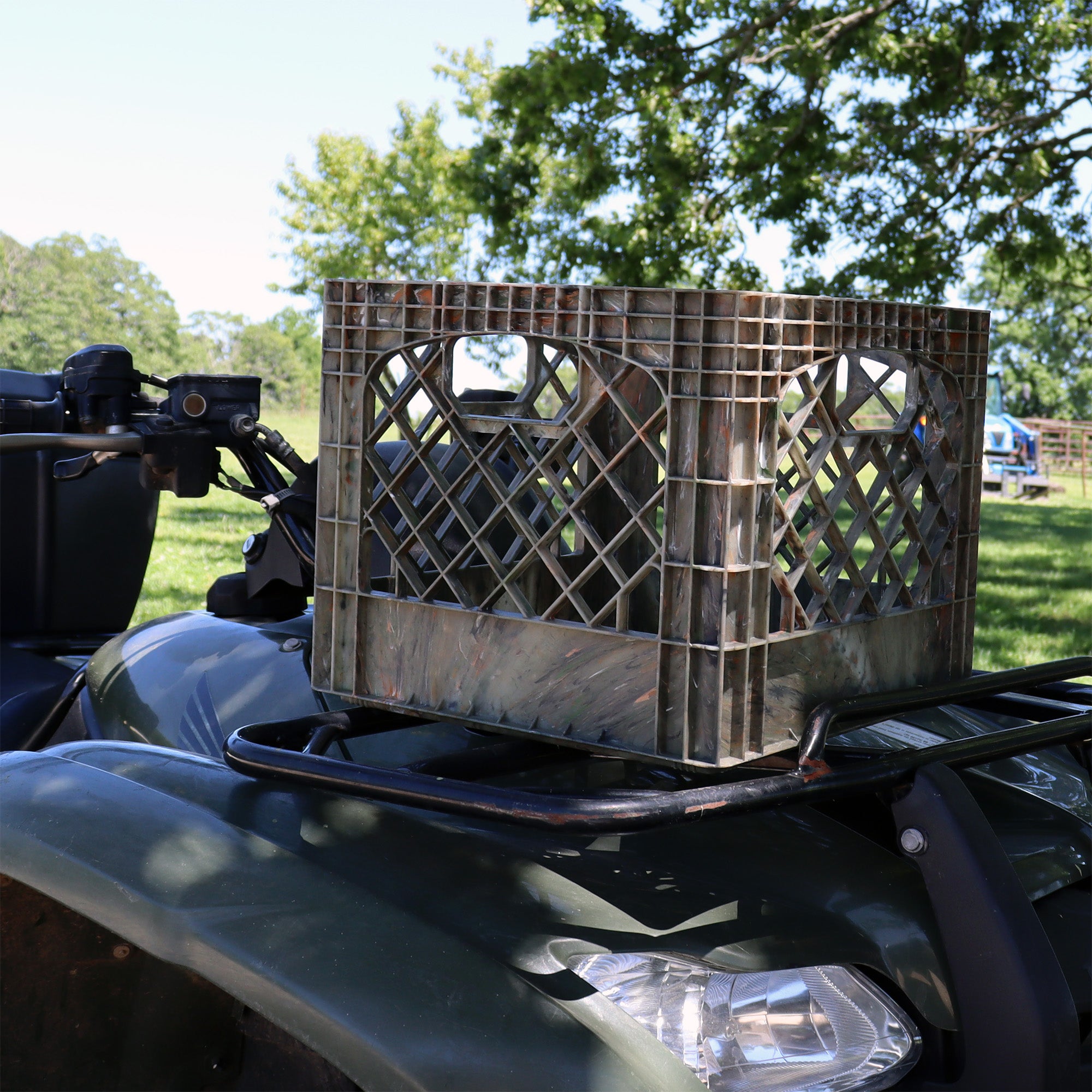 MIRAMAR Milk Crate, Stackable Plastic Storage with Handles, 16 Qt, Camo, 2 Pack