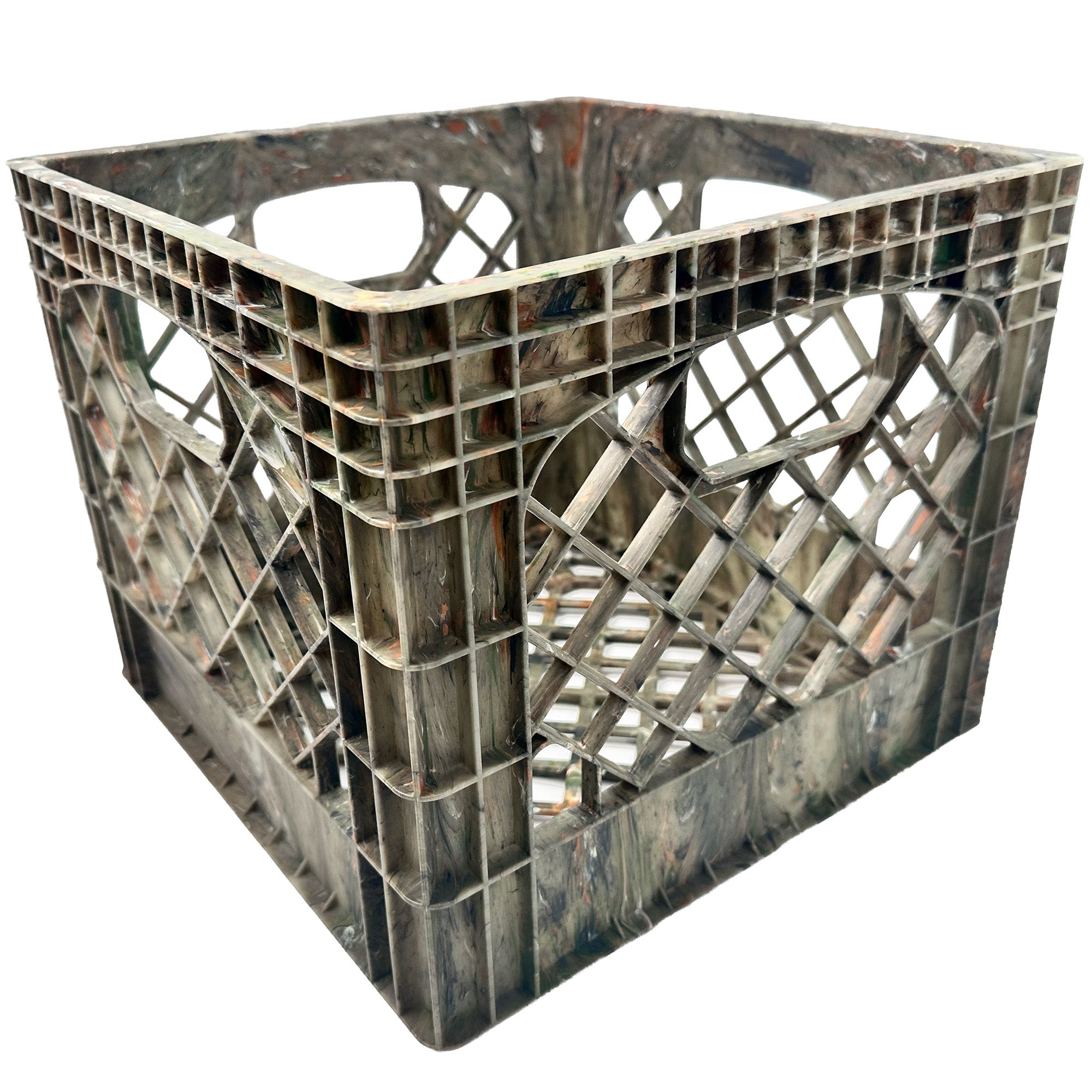 Mirapet Milk Crate, Stackable Plastic Storage with Handles, 16 Qt, Camo, 2 Pack - VMInnovations