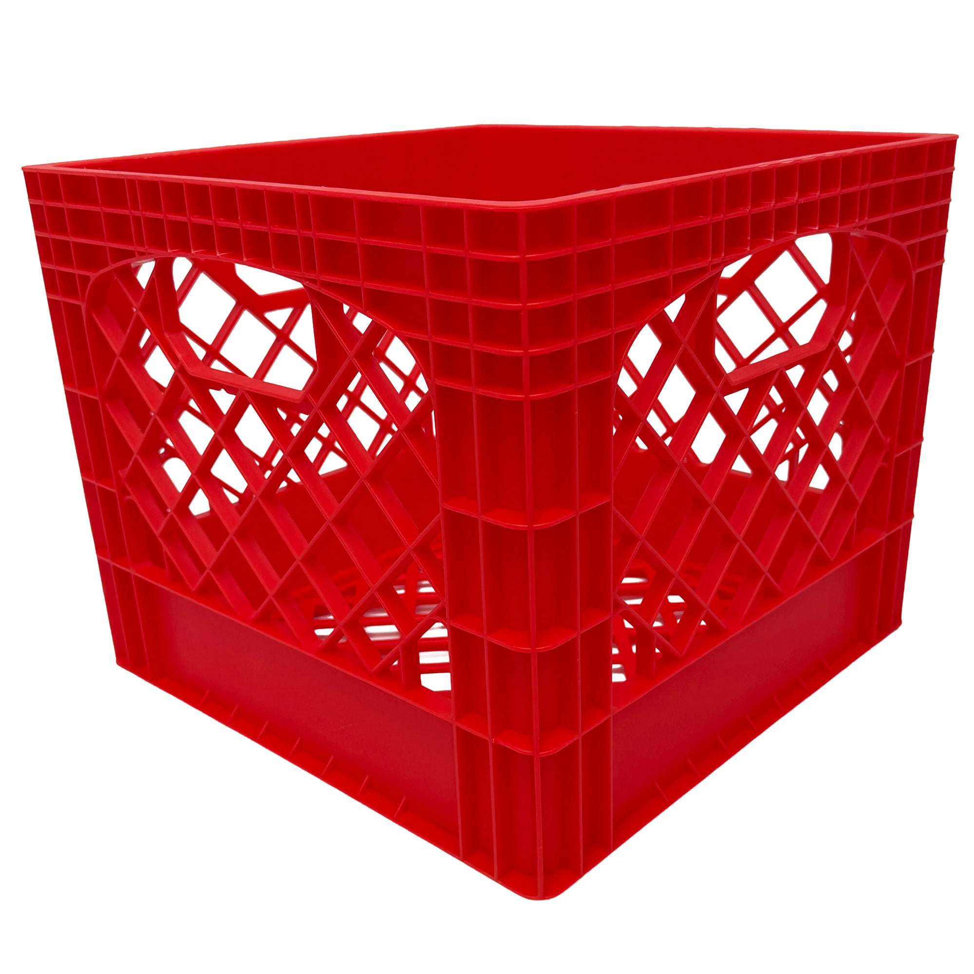Mirapet Milk Crate, Stackable Plastic Storage with Handles, 16 Qt, Red, 4 Pack - VMInnovations