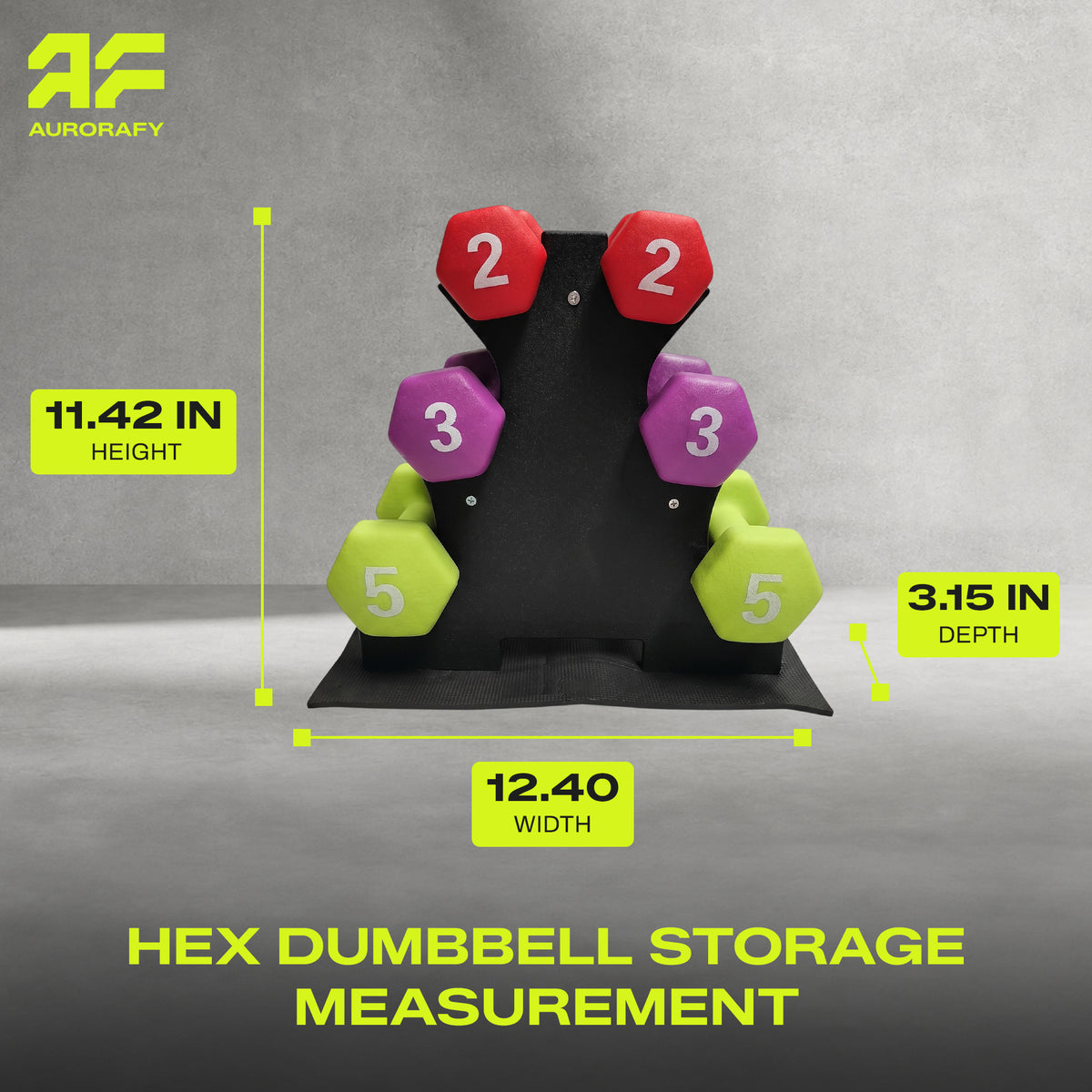Aurorafy Neoprene Dumbbell Workout Set & Rack, 2 lbs, 3 lbs, & 5 lbs, Multicolor