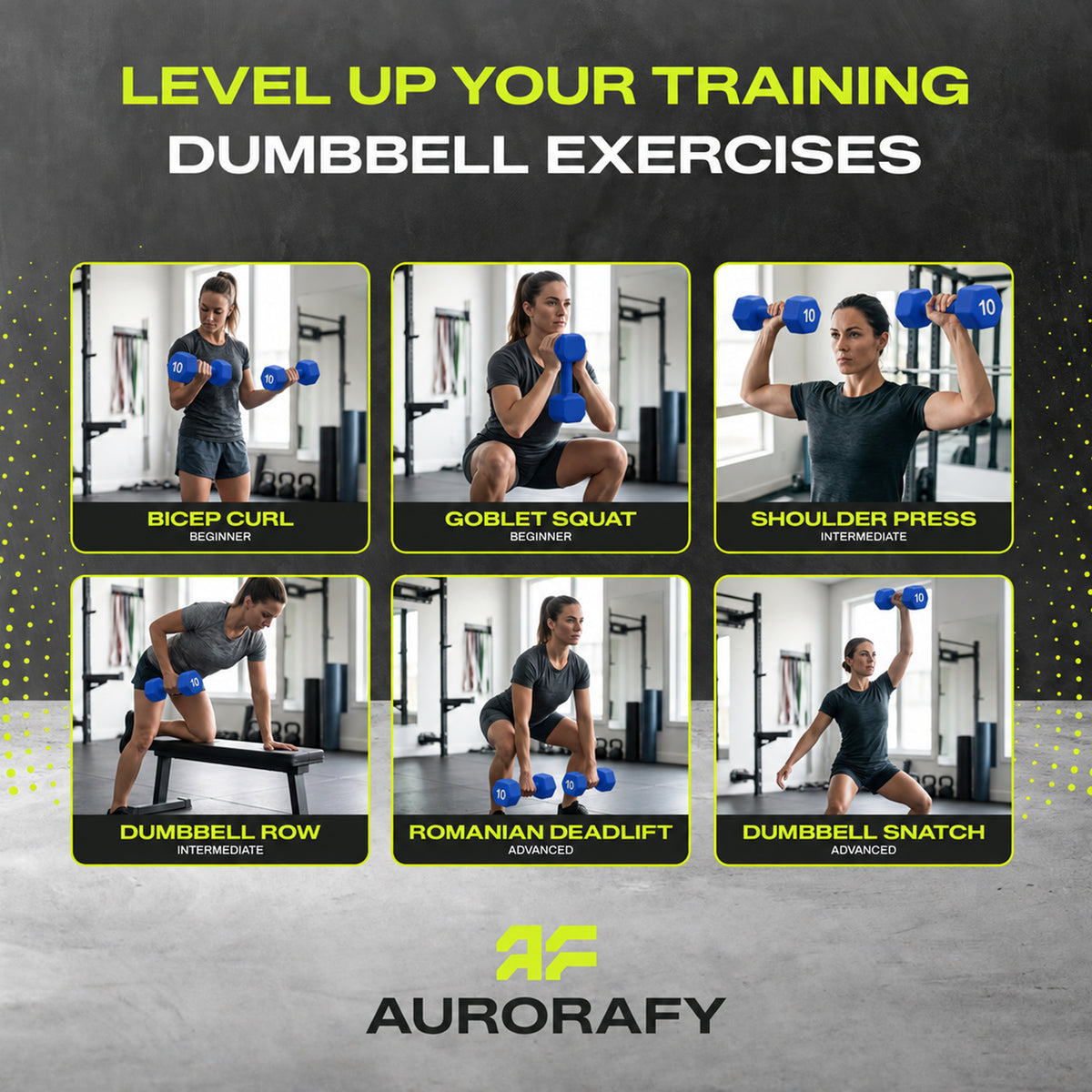 Aurorafy Neoprene Dumbbell Workout Set w/ Rack, 5lbs, 10lbs, & 15lbs, Multicolor