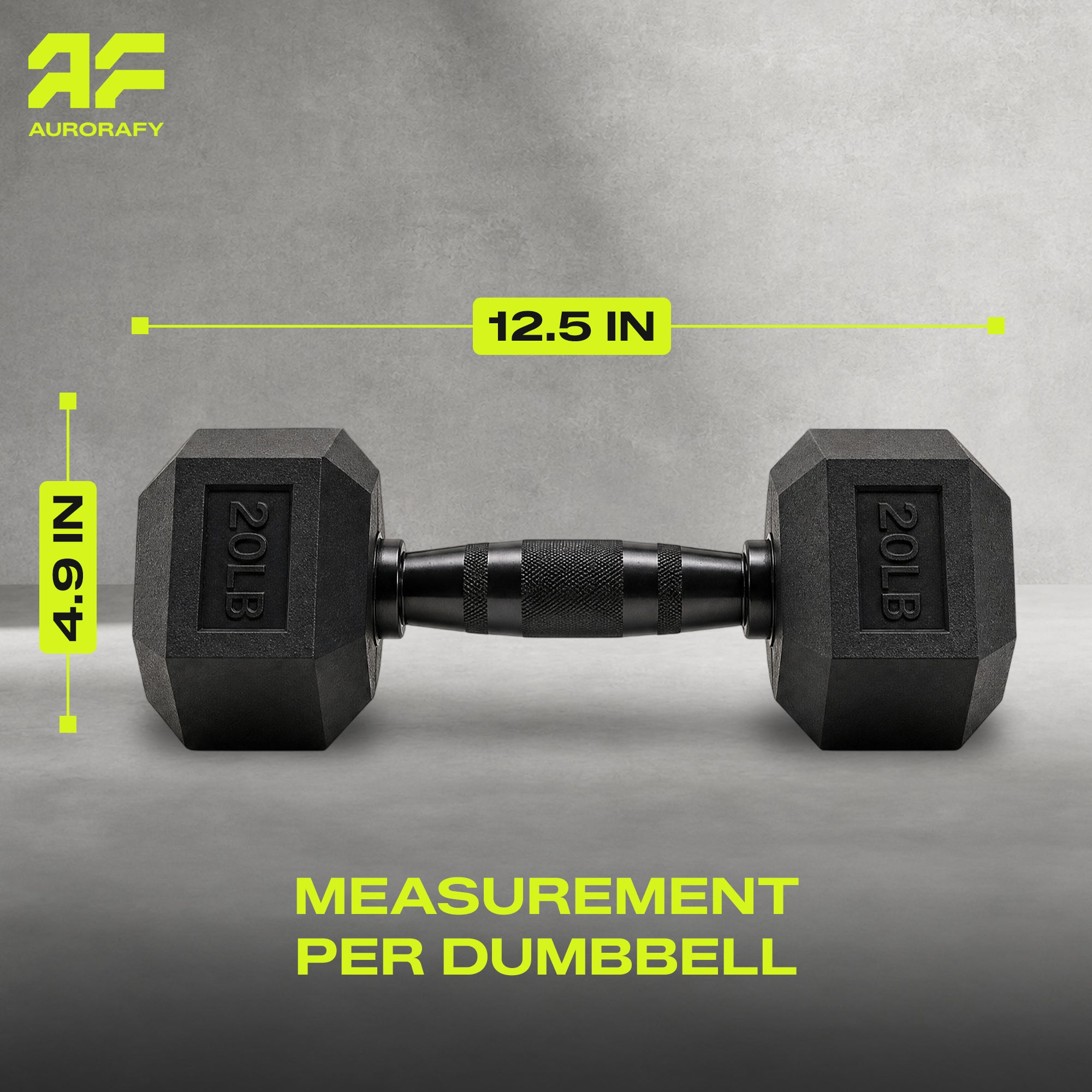 Aurorafy Hex Dumbells, Rubber Encased Strength Training Weight Set, 20 lb Pair