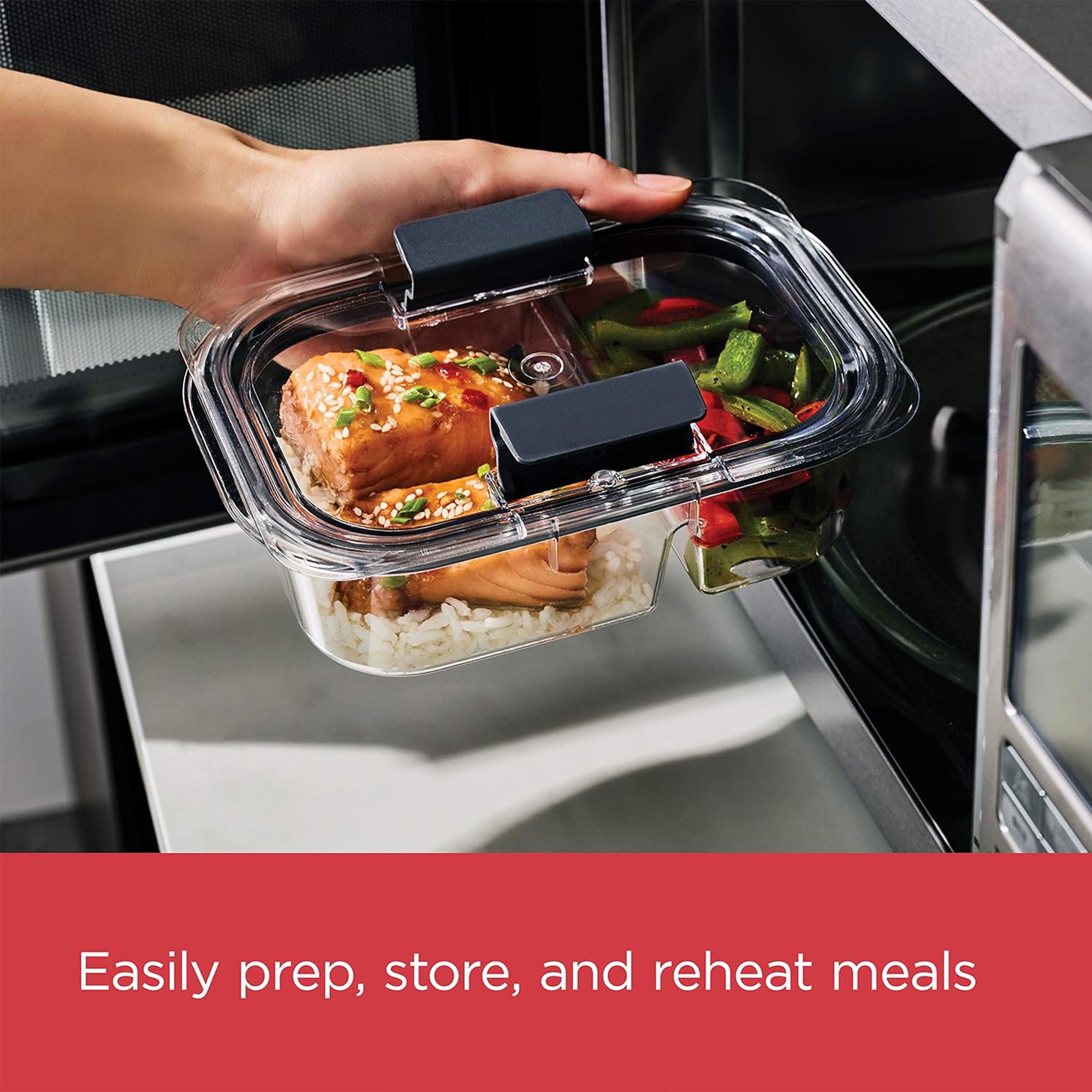 Rubbermaid 50 Pack Brilliance Meal Prep 2-Compartment Food Containers, Gray