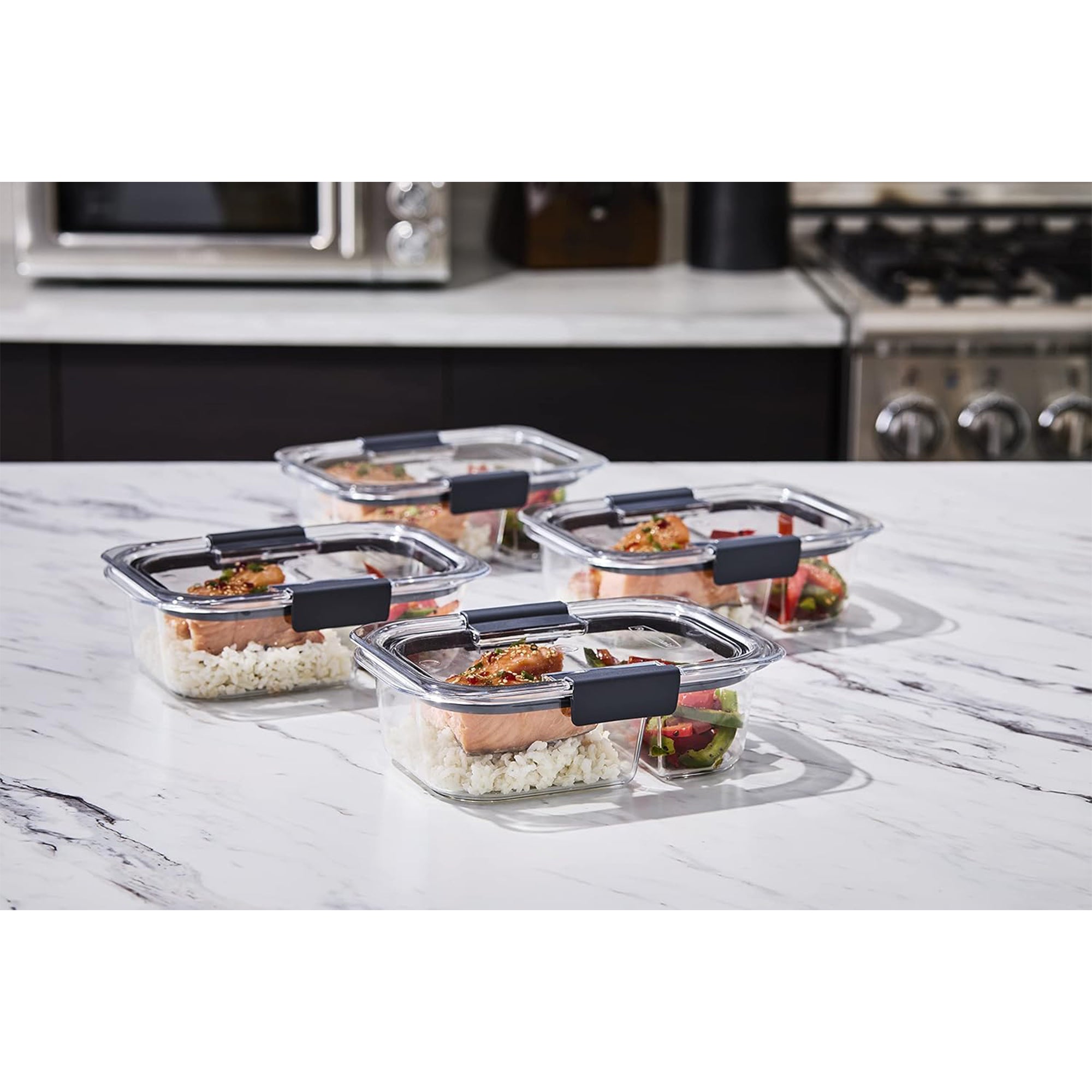 Rubbermaid 50 Pack Brilliance Meal Prep 2-Compartment Food Containers, Gray