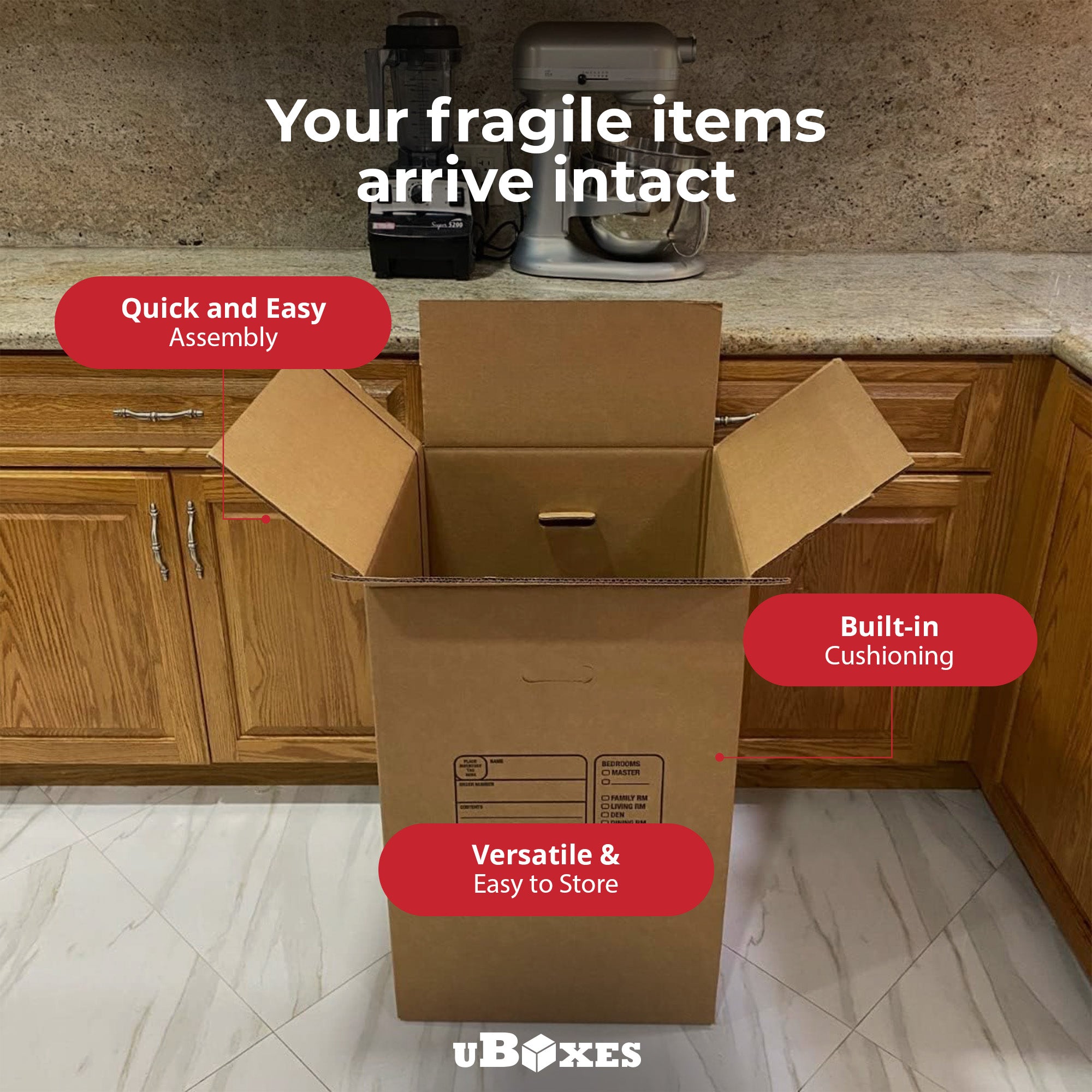UBMOVE Double Wall Kitchen Moving & Packing Boxes, 18" x 18" x 28", 4 Pack - VMInnovations