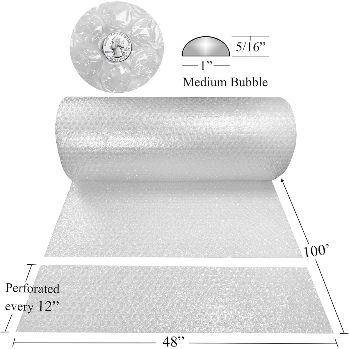 uBoxes Medium Bubble Wrap Roll for Packing, Wrapping & Shipping (Open Box)