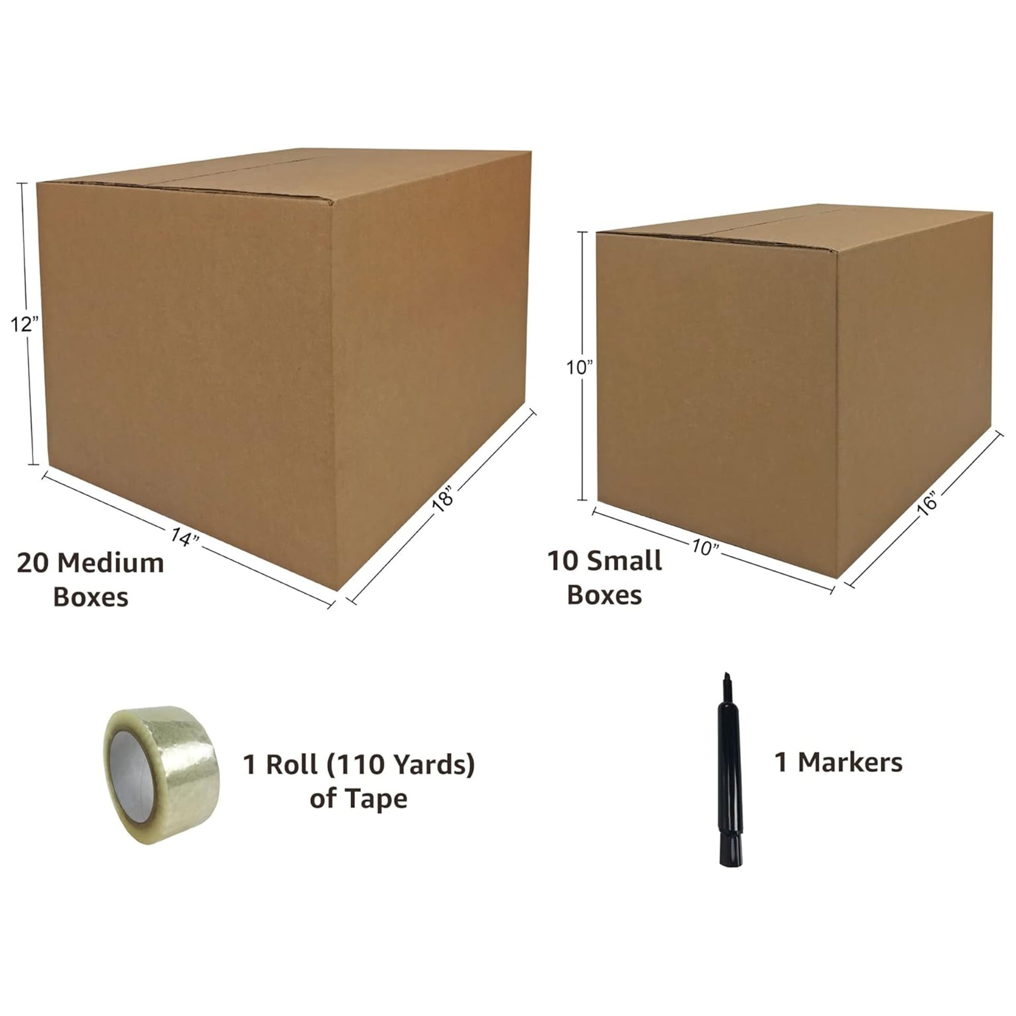 UBMOVE 2 Room Moving Kit, 30 Corrugated Cardboard Boxes with Packing Supplies