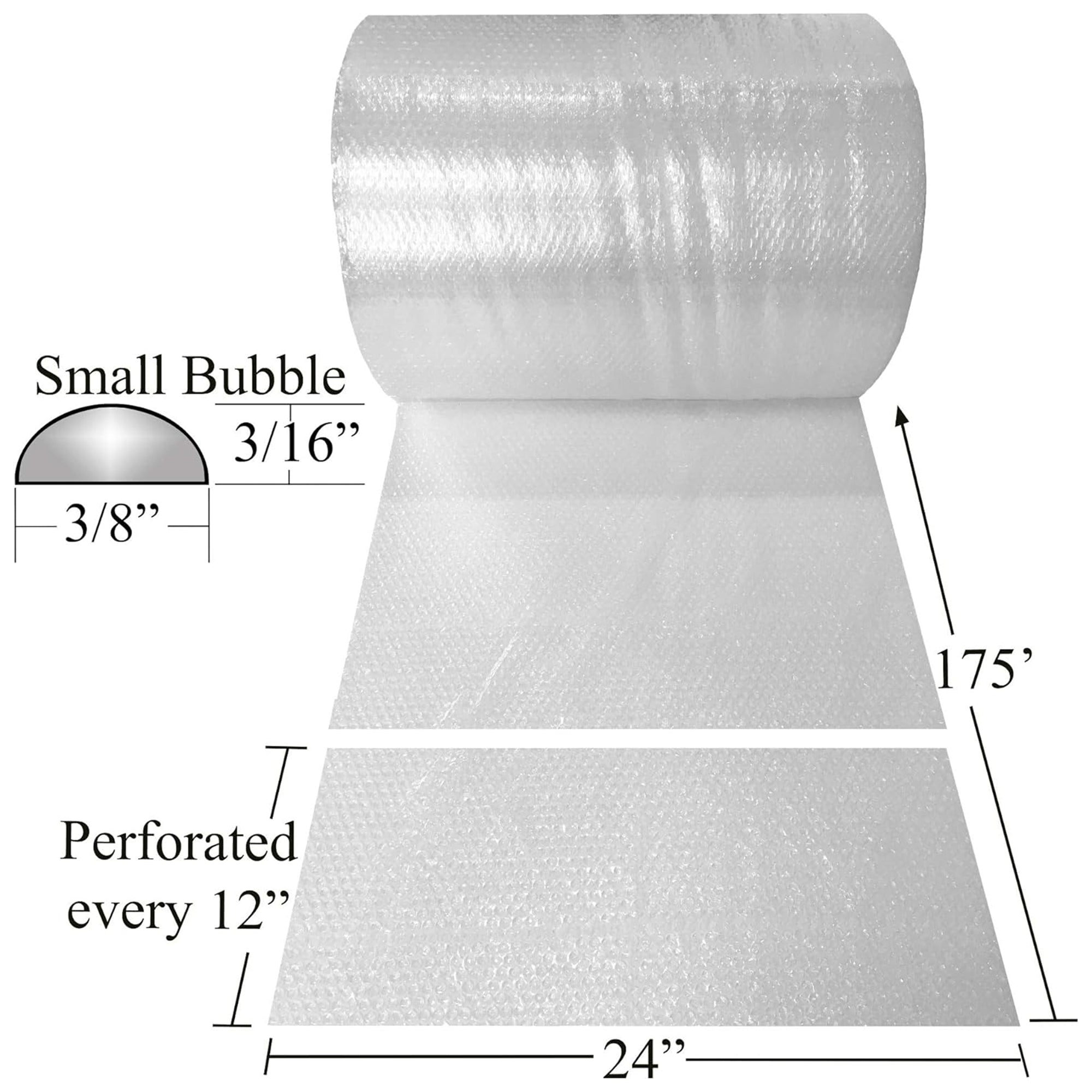 uBoxes 175 ft Small Bubble Wrap Roll for Packing, Moving, Wrapping & Shipping