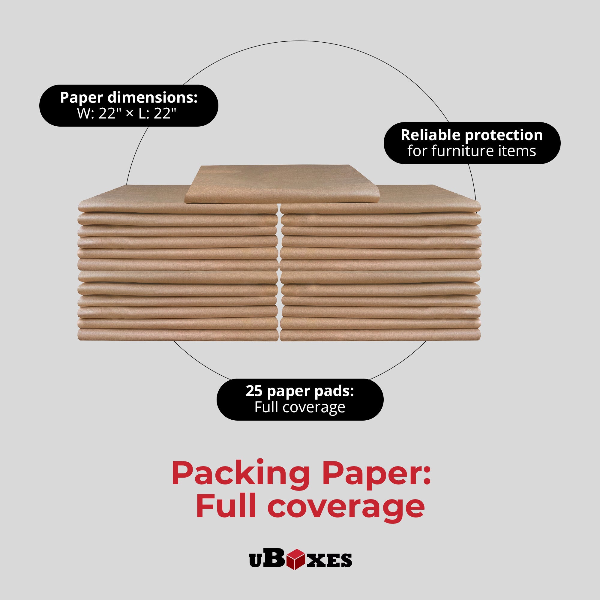 uBoxes 25-Pack Furniture Paper Pads, Floor Protectors for Moving & Packing - VMInnovations