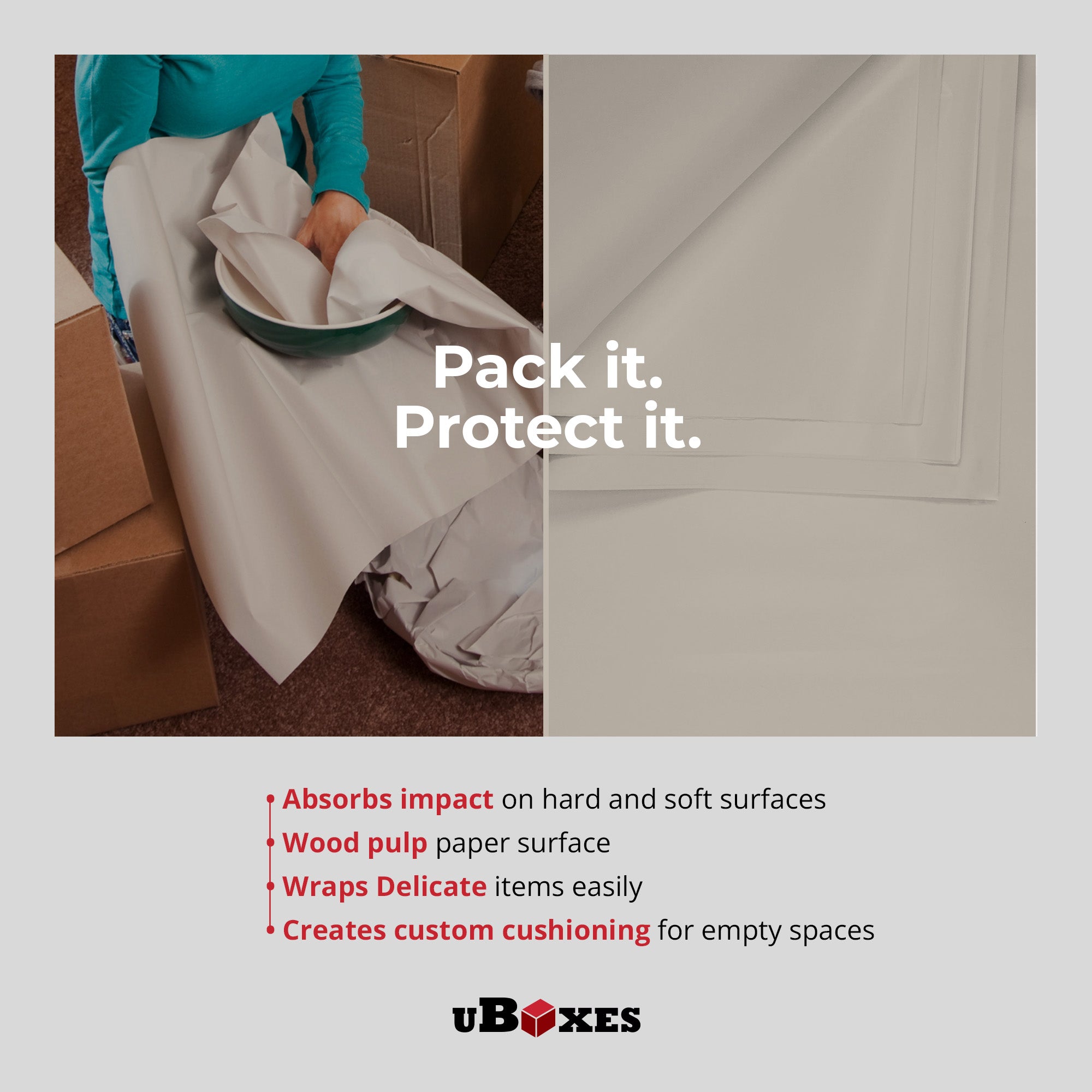 uBoxes Newsprint Packing Paper for Moving, Shipping, and Wrapping, 50 Lbs, White - VMInnovations