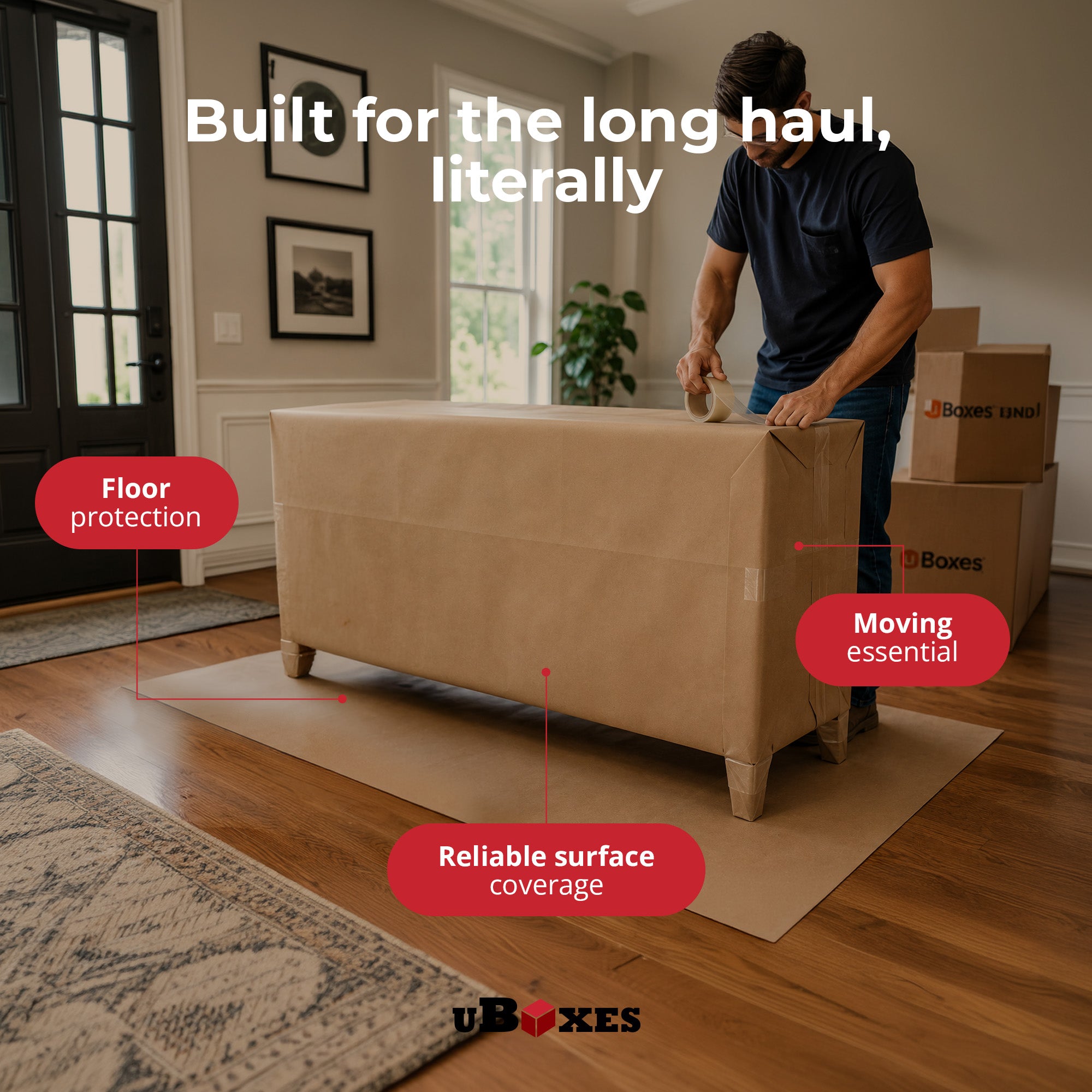 uBoxes 5-Pack Furniture Paper Pads, Floor Protectors for Moving & Packing, Brown - VMInnovations